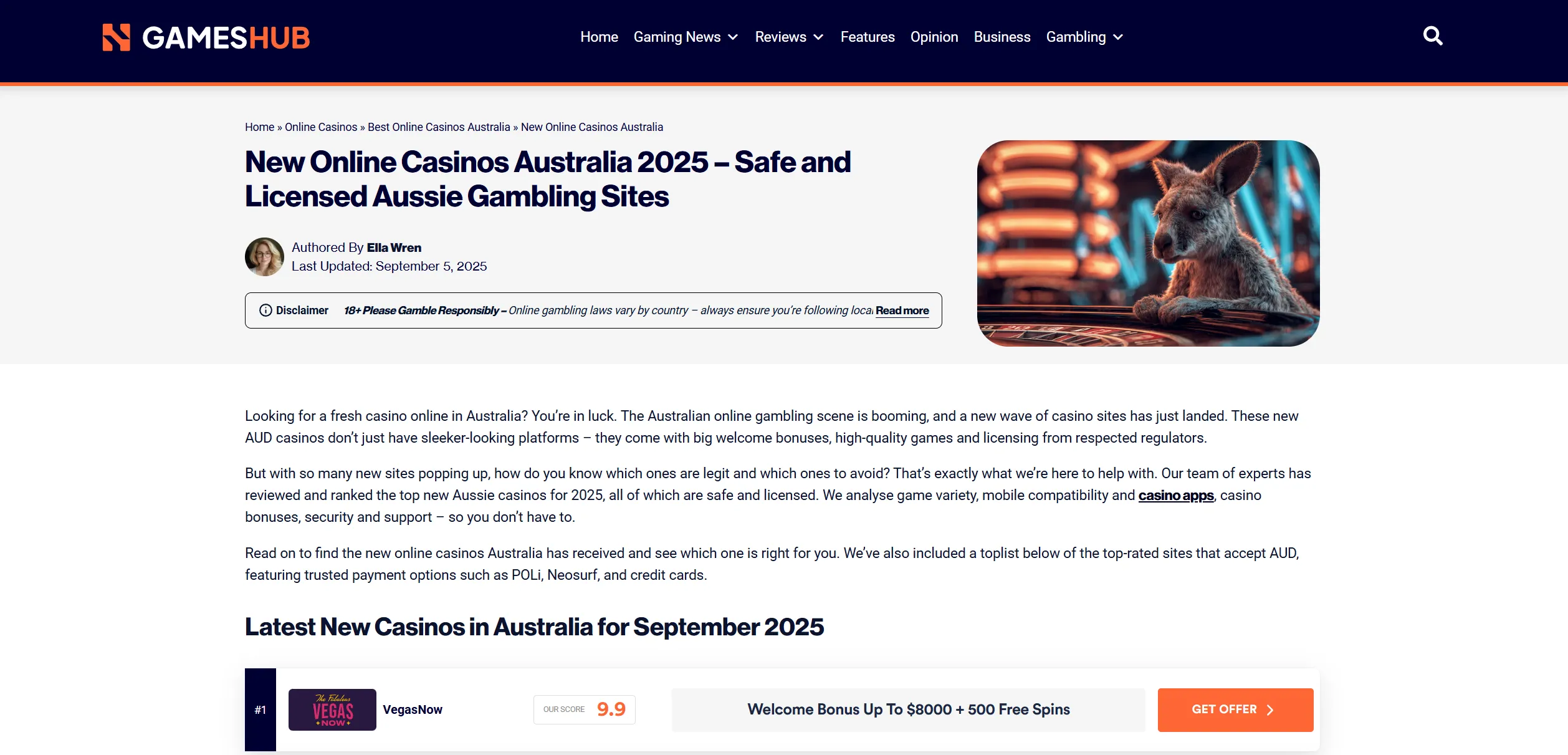Screenshot of Gameshub.com — New Online Casinos Australia - Our Top Picks