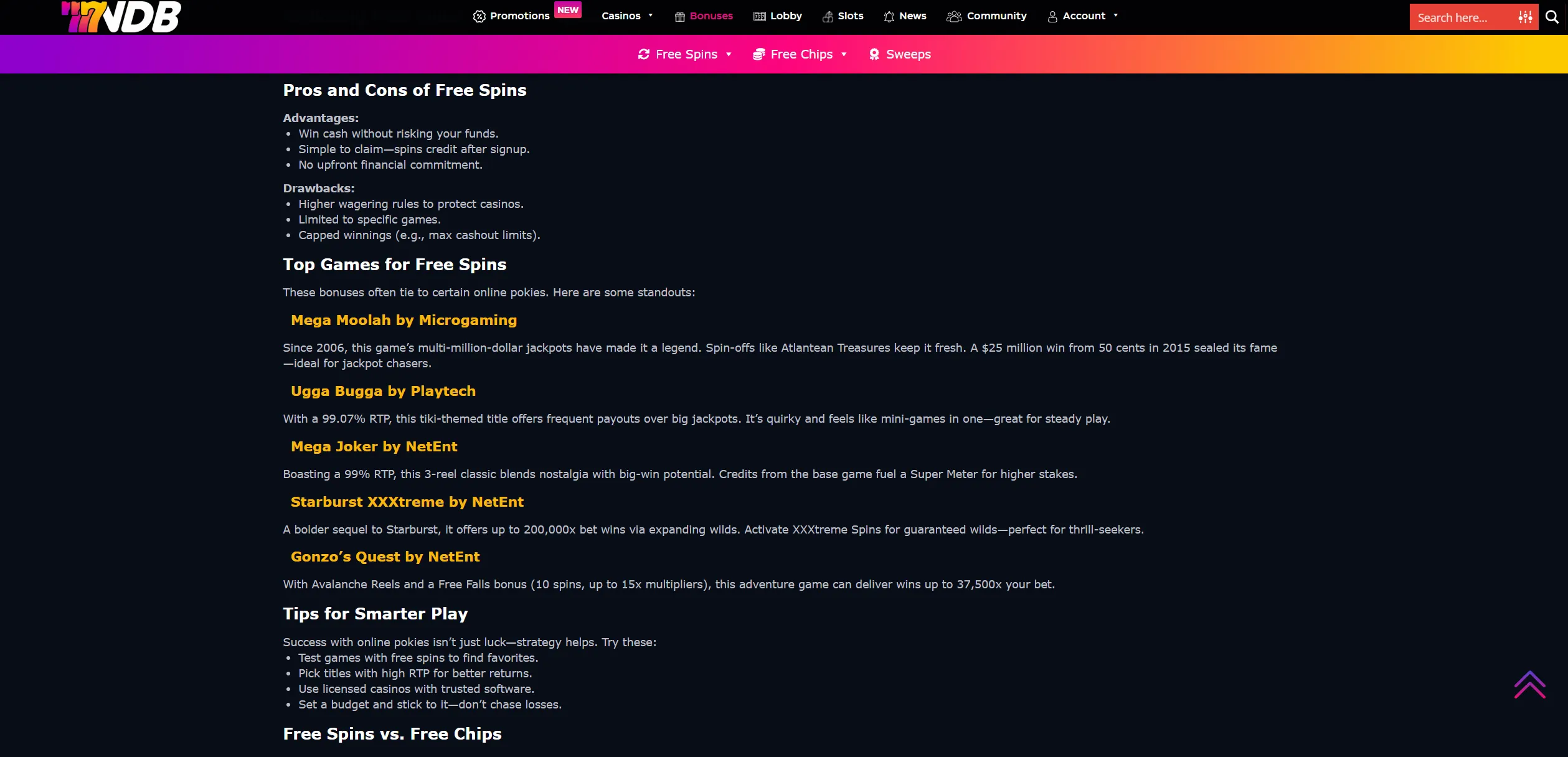 Screenshot of Nodepositbonus.cc - Online Pokies No Deposit Bonus Codes