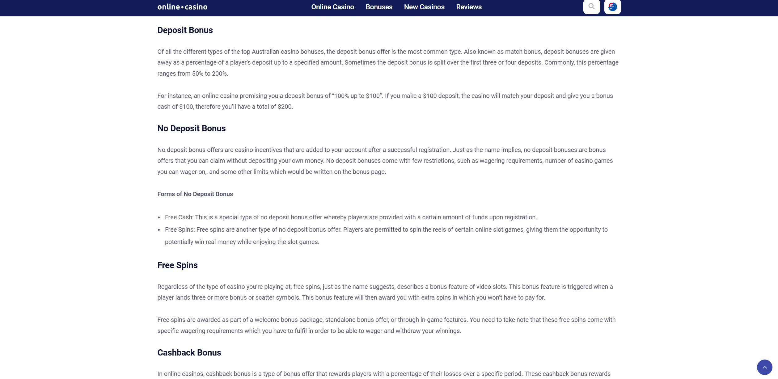 Screenshot of Online.casino - Best Online Casino Bonus In Australia - List Of AU Promotions