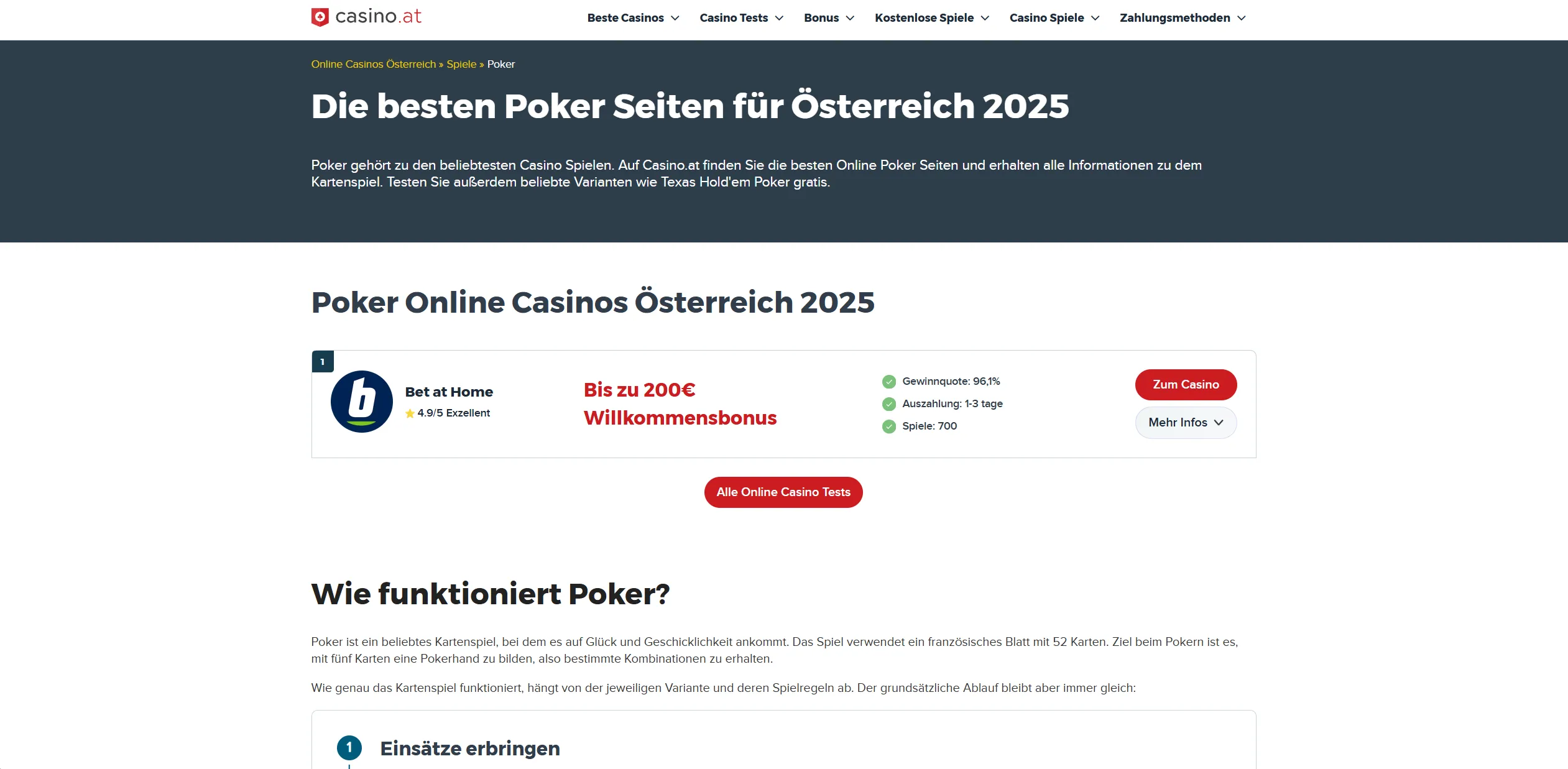 Screenshot of Casino.at – Top Casino Bonus: Beste Angebote im Vergleich ⭐️