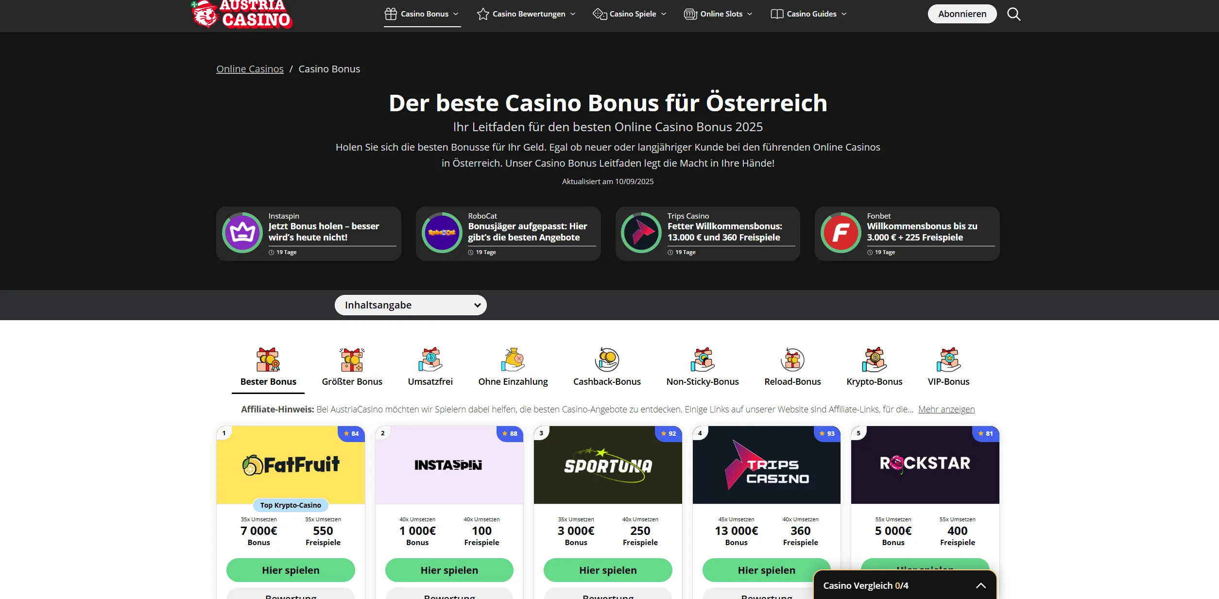 Screenshot of Austriacasino.com – Best Casino Bonus Austria [year – Find top offers 🎁