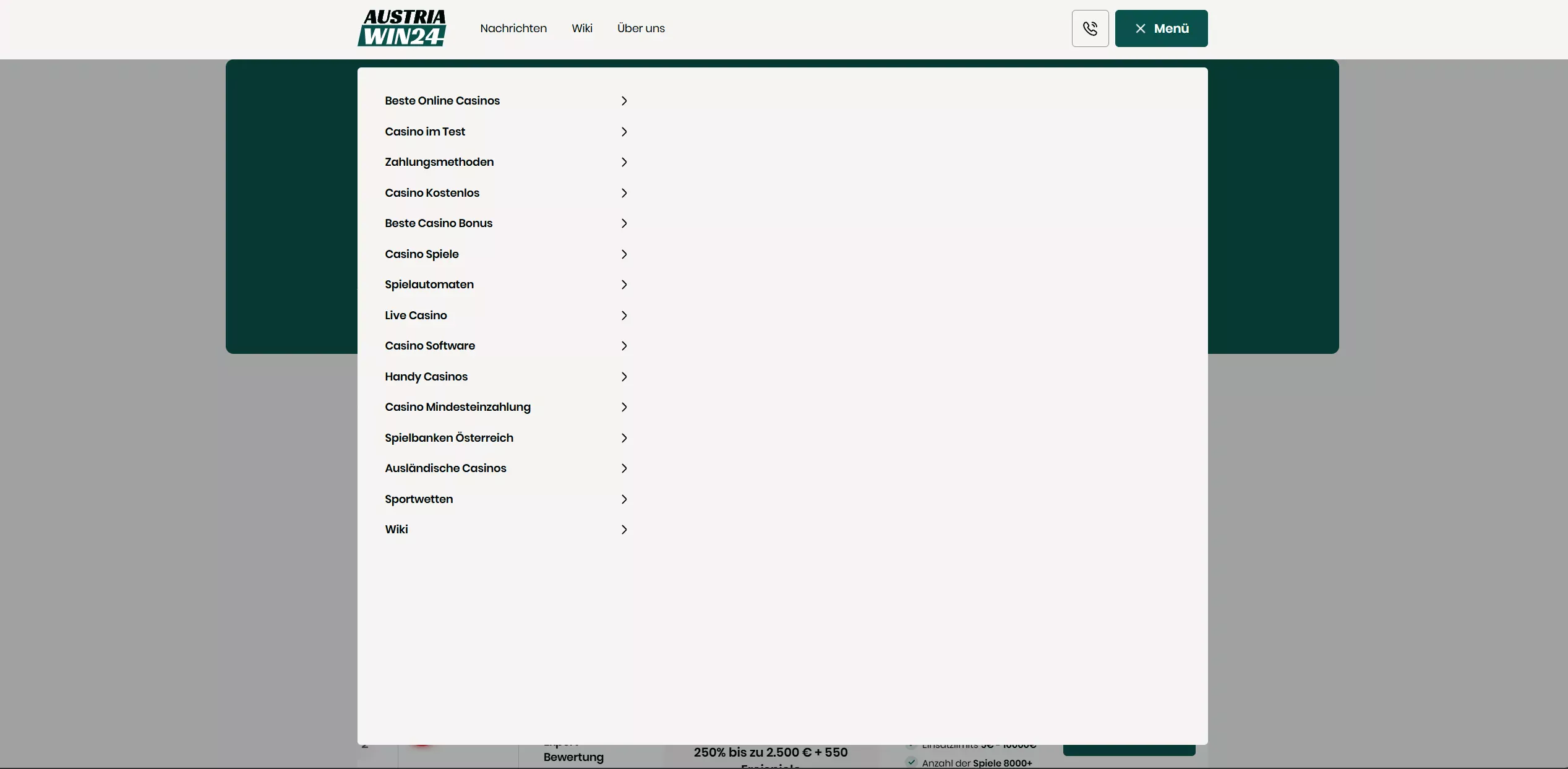 Screenshot of Austriawin24.at – Best Online Casino Bonus Offers Austria