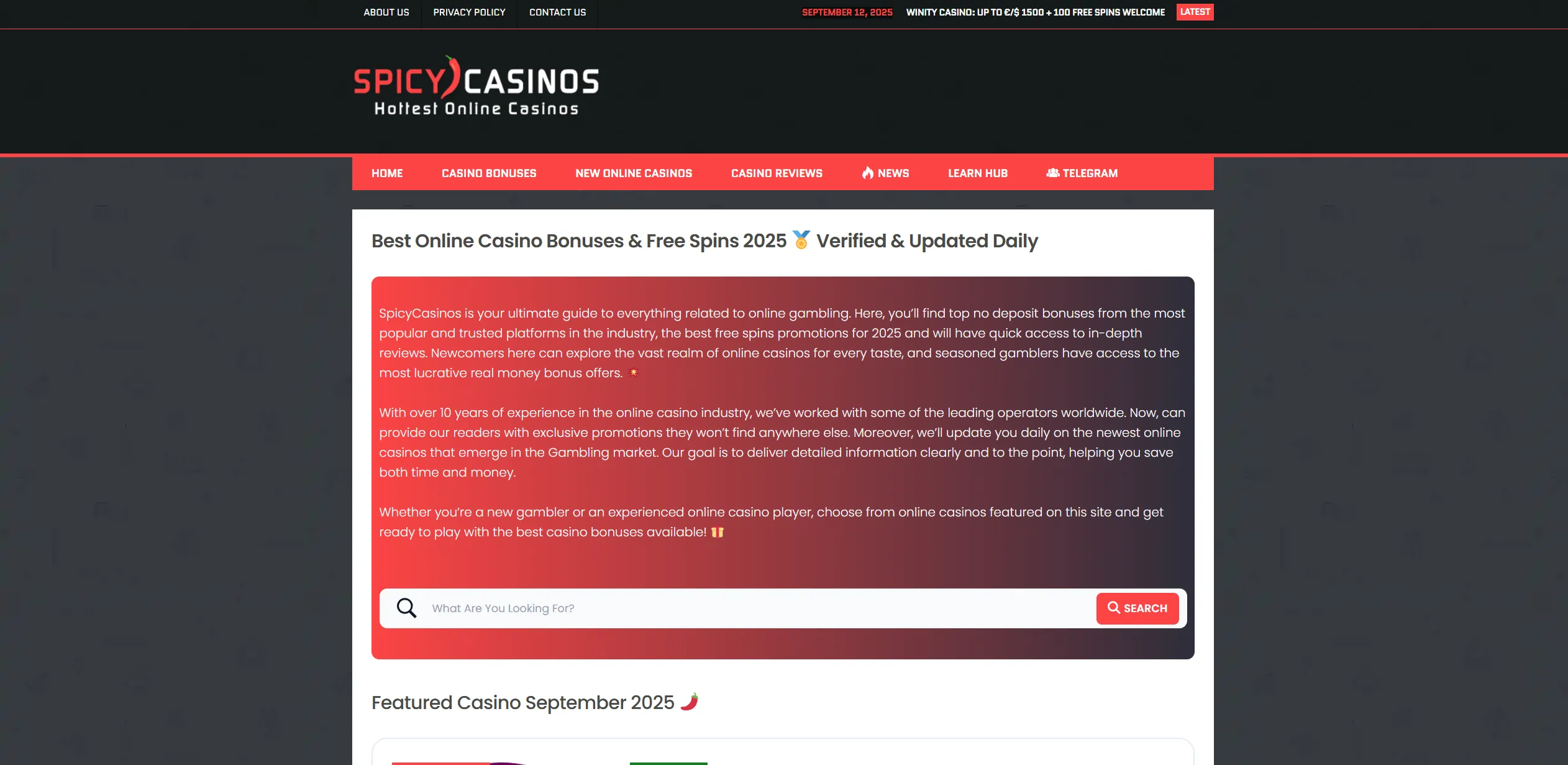 Screenshot of Spicycasinos.com - Best No Deposit Bonus Codes Austria | SpicyCasinos