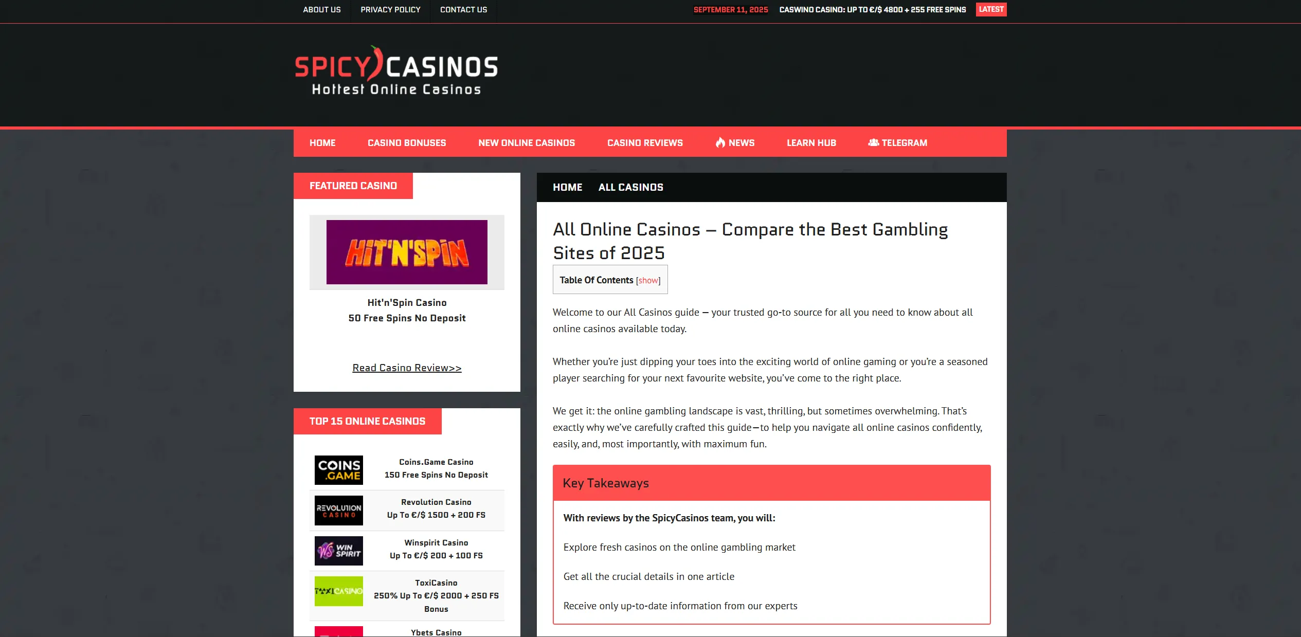 Screenshot of Spicycasinos.com - Best No Deposit Bonus Codes Austria | SpicyCasinos