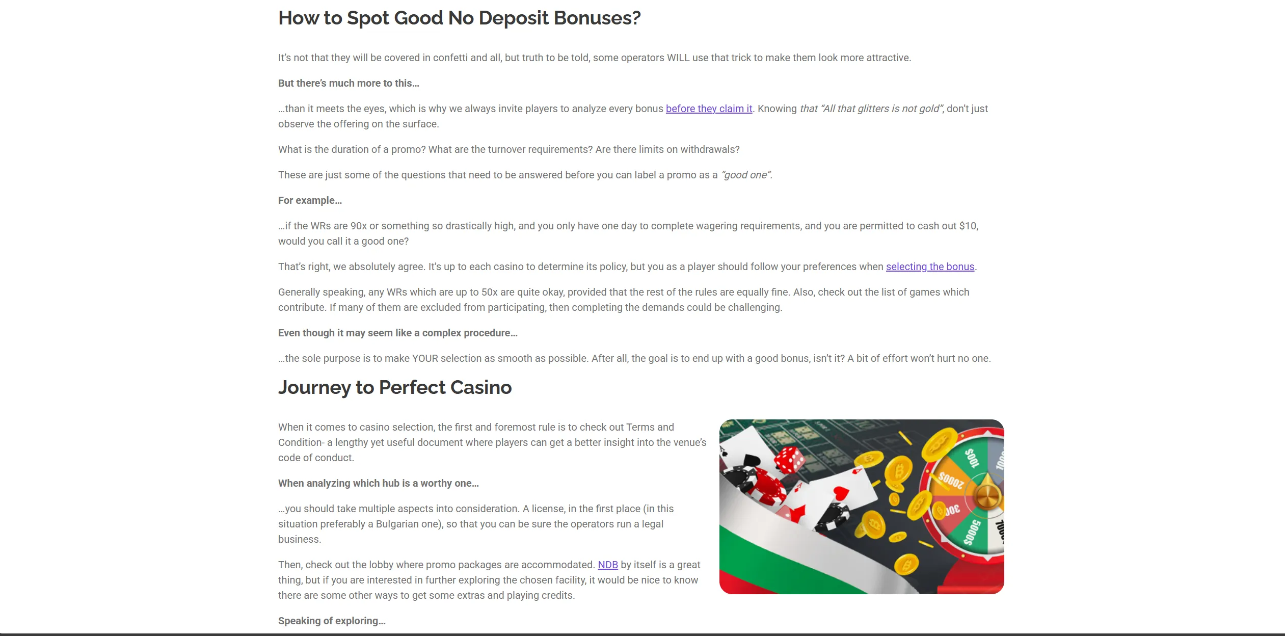 Screenshot of Nodepositcasino.org - Bulgaria No Deposit Casino Bonuses