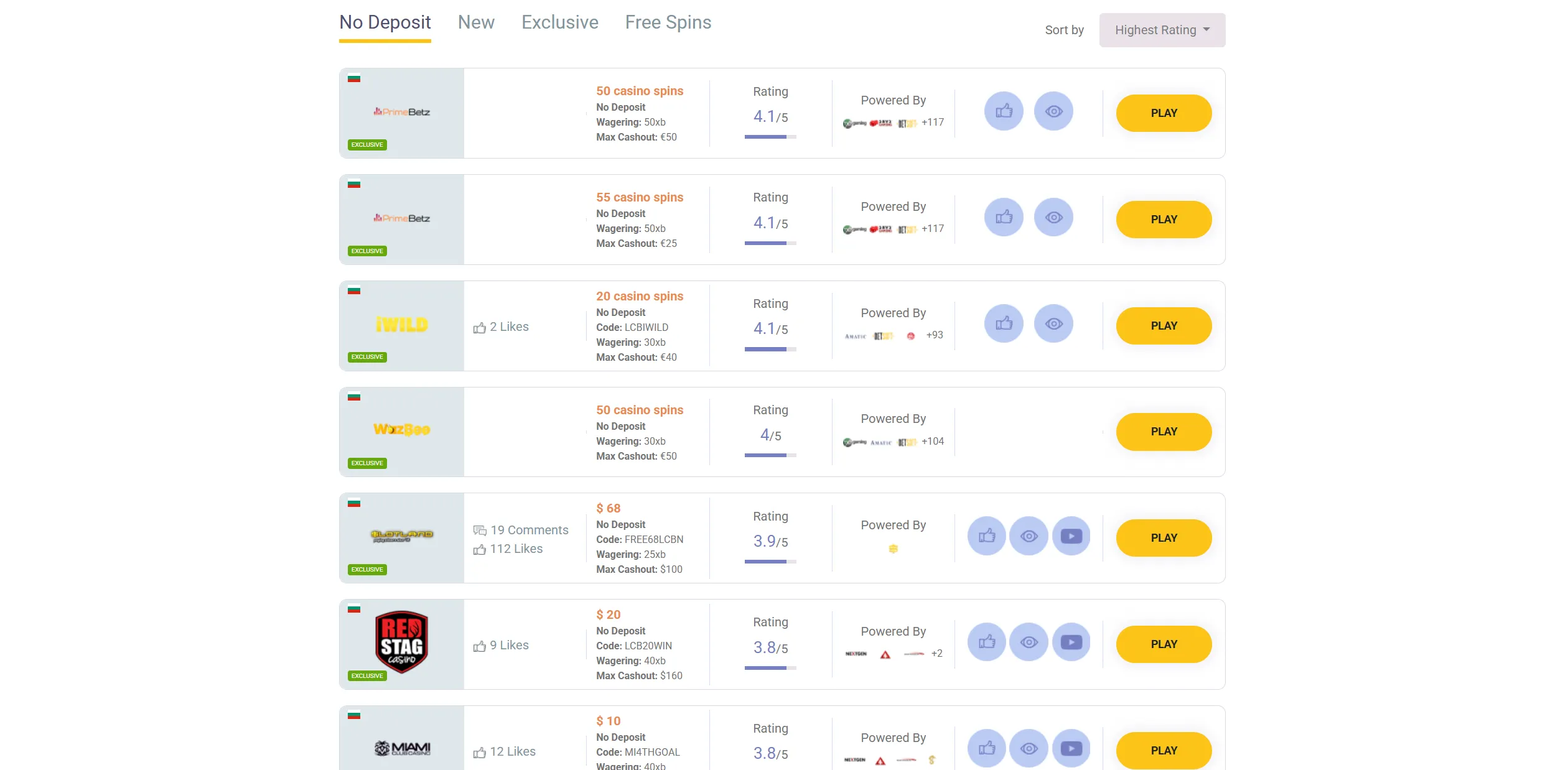Screenshot of Nodepositcasino.org - Bulgaria No Deposit Casino Bonuses