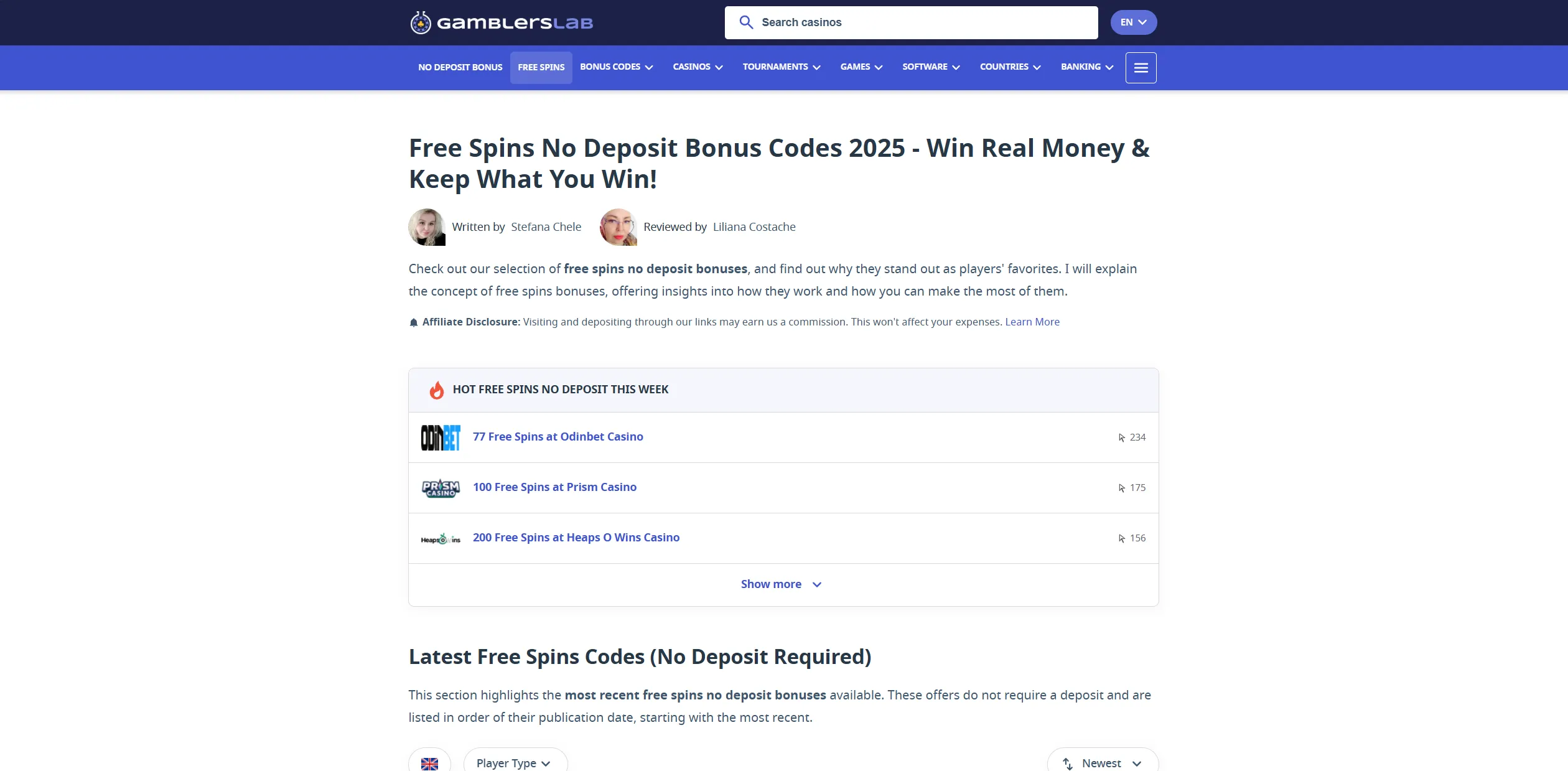 Screenshot of Gamblerslab.com Bulgaria No Deposit Bonus Casinos | GamblersLab.com