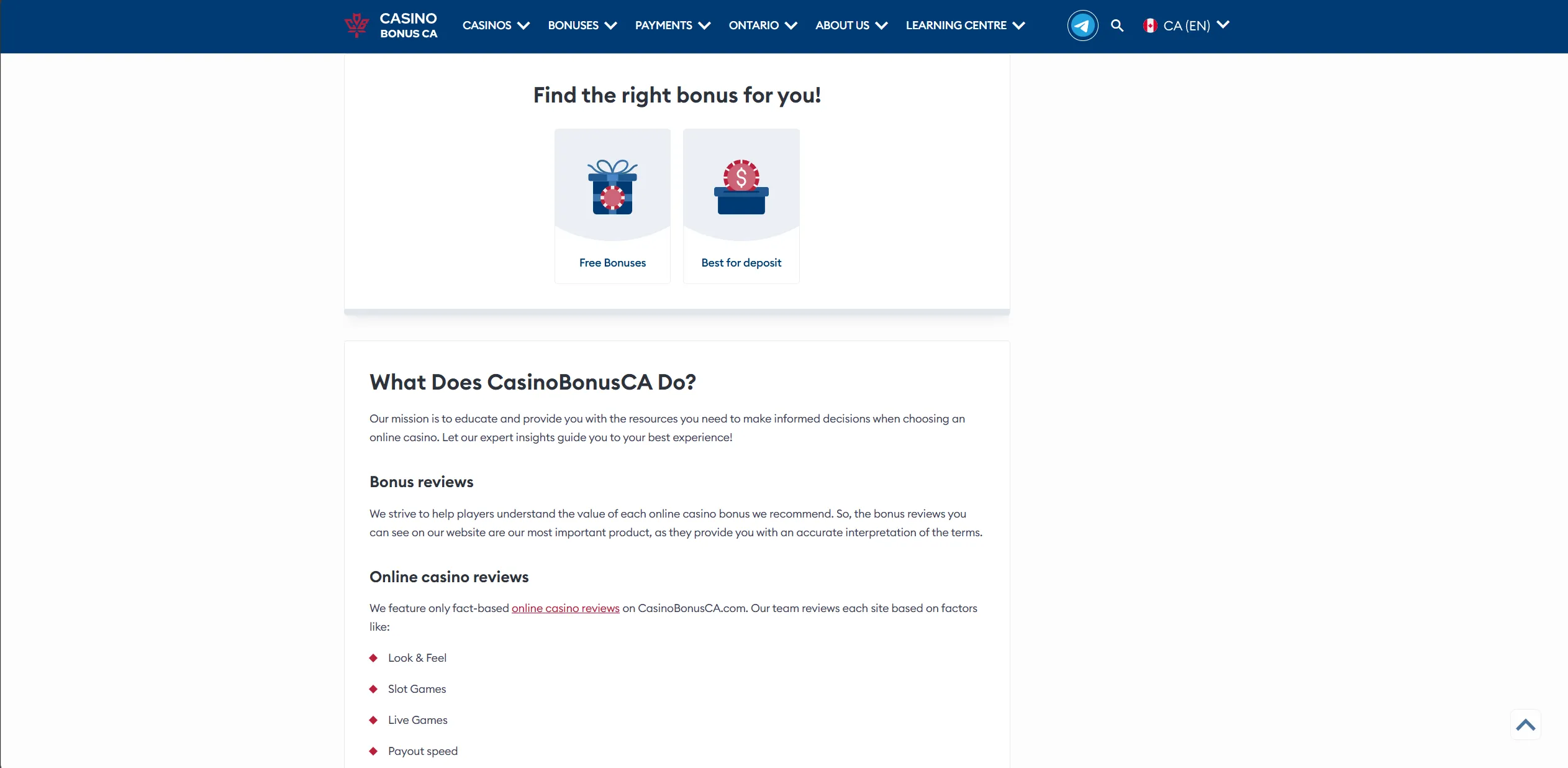 Screenshot of Casinobonusca.com - UK Casino Bonus. 🥇Online Casino Offers & Bonuses