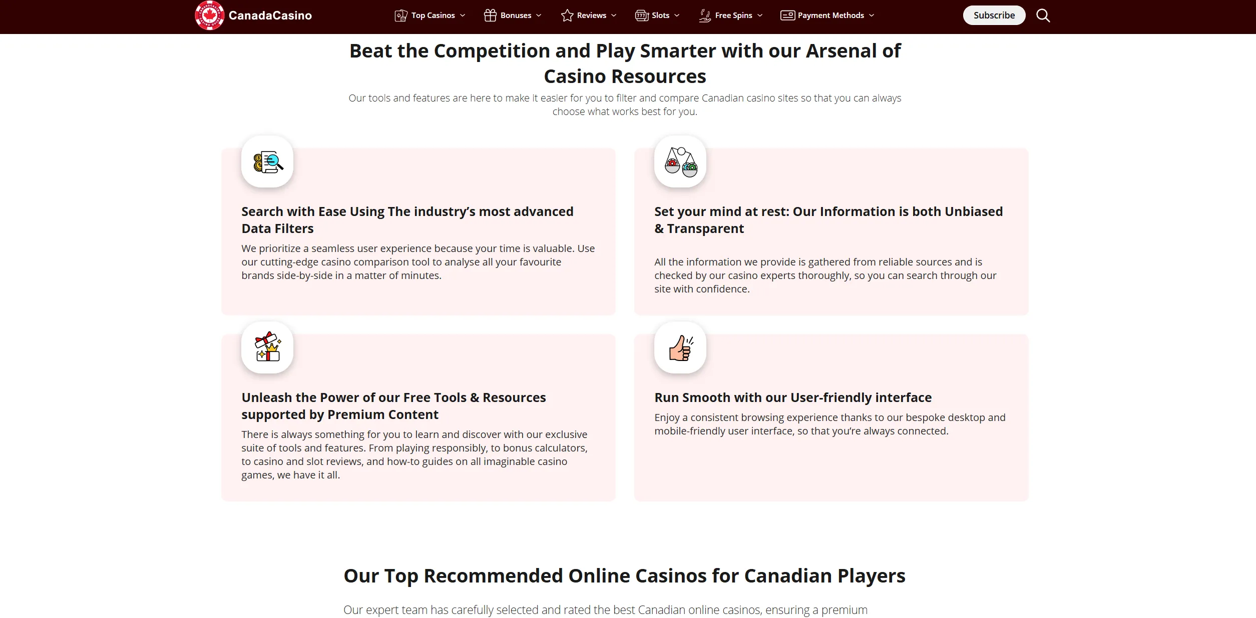 Screenshot of Canadacasino.ca - Canada Best Online Casinos - Top Reviews & Bonuses | CanadaCasino