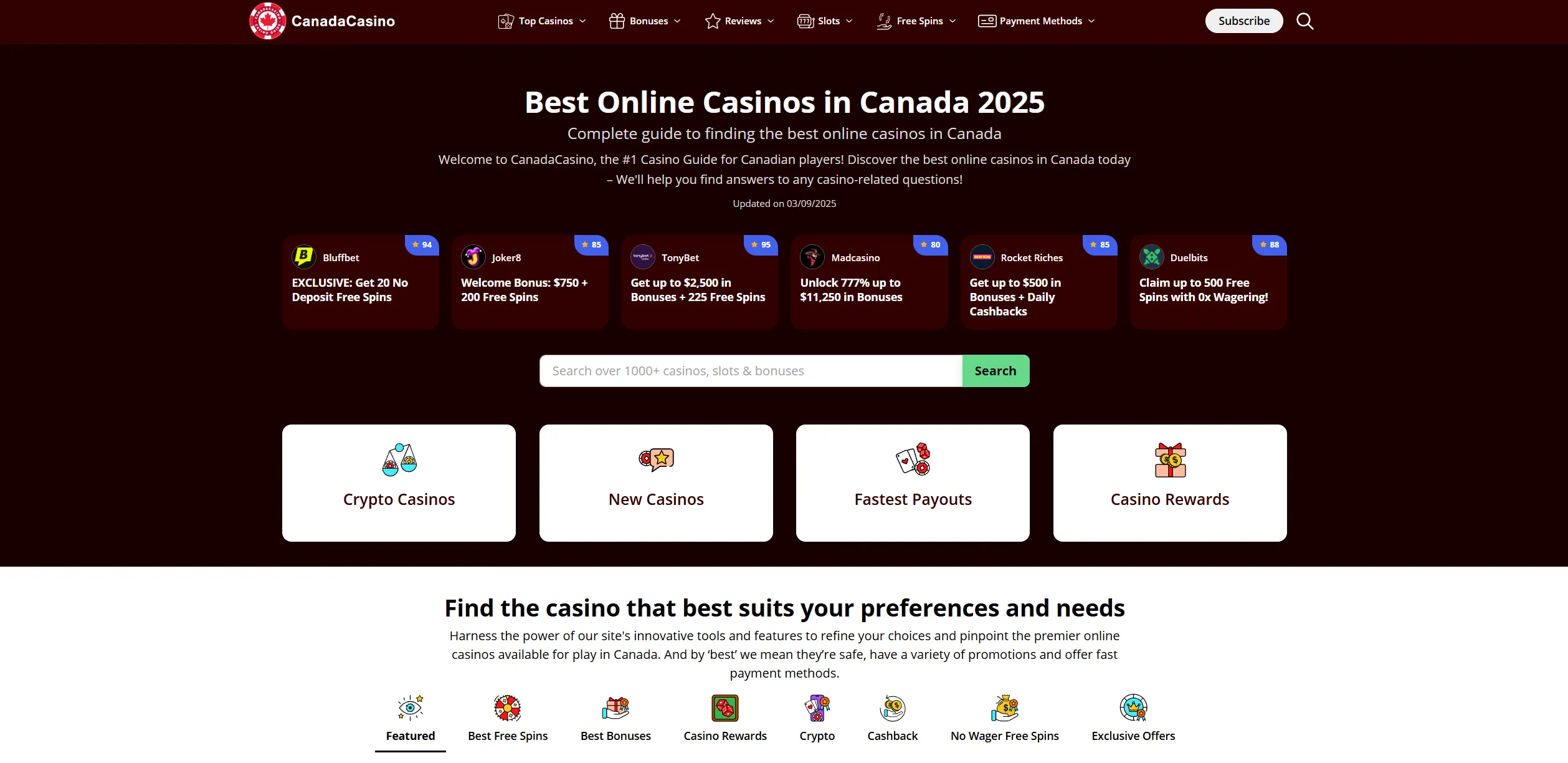 Screenshot of Canadacasino.ca - Canada Best Online Casinos - Top Reviews & Bonuses | CanadaCasino
