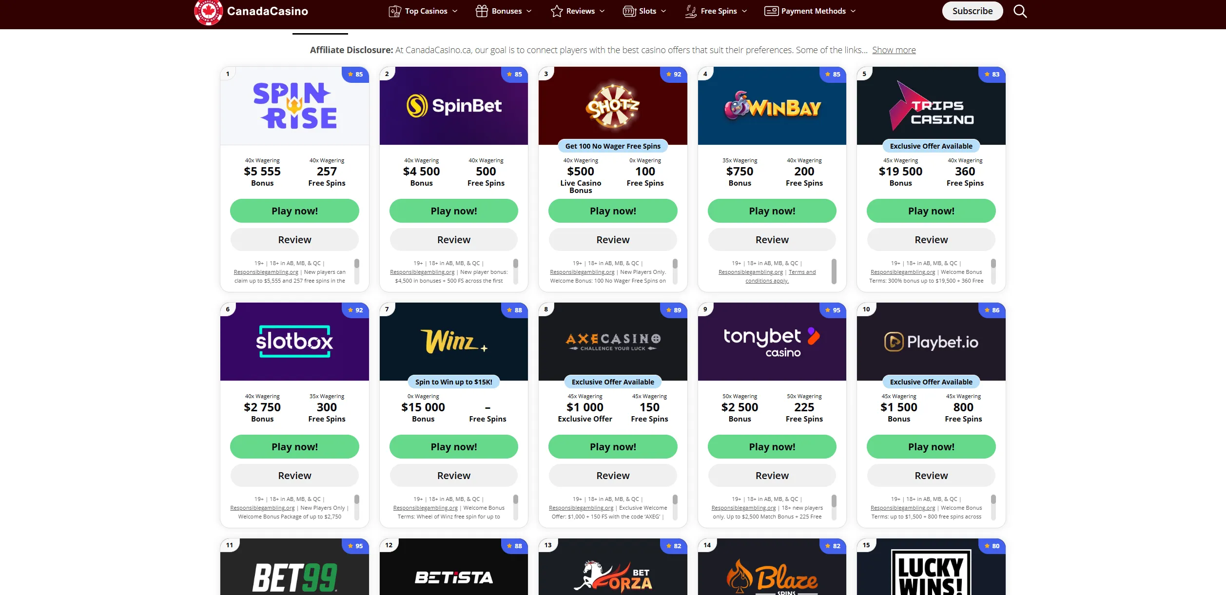 Screenshot of Canadacasino.ca - Canada Best Online Casinos - Top Reviews & Bonuses | CanadaCasino
