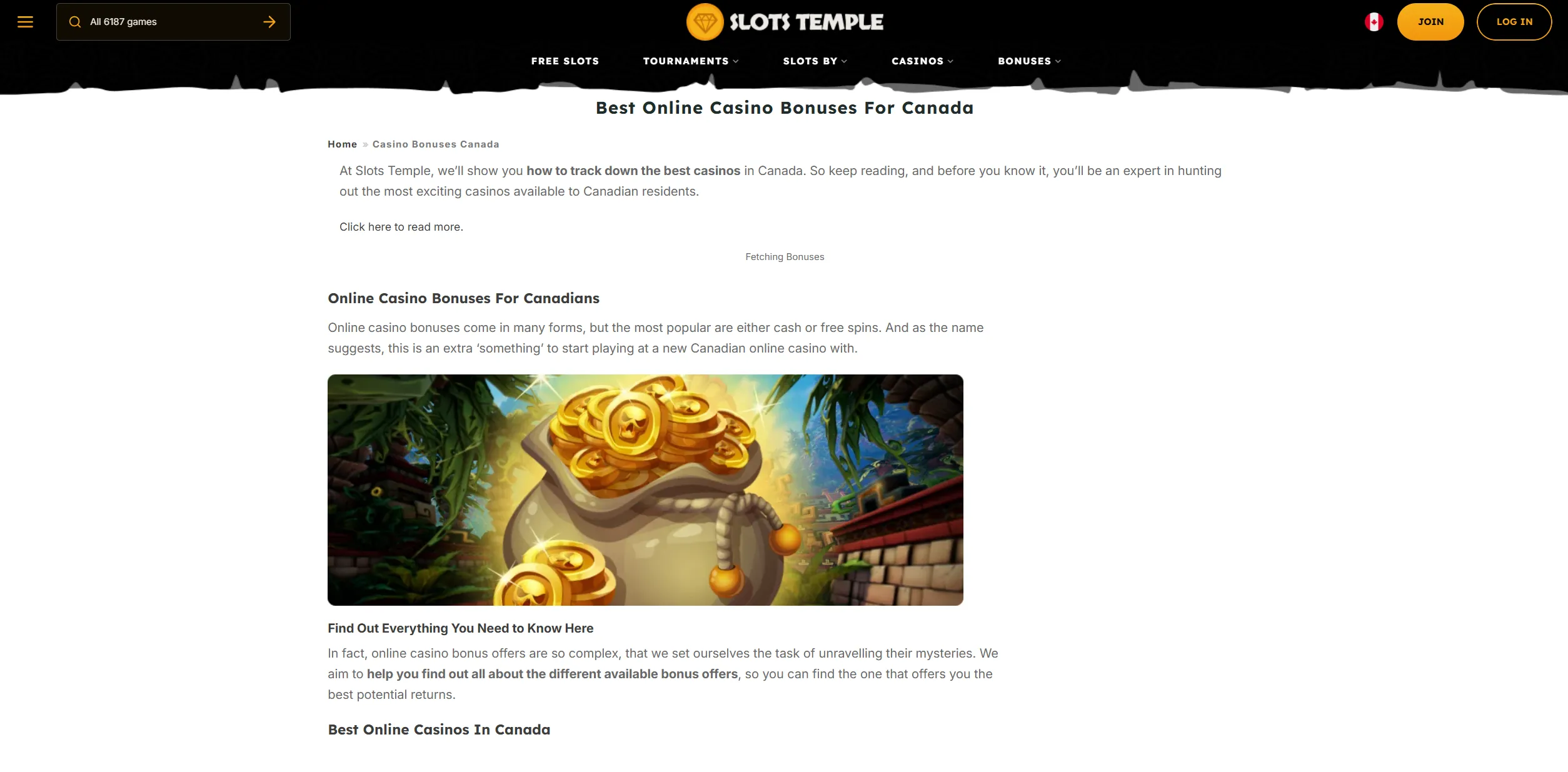 Screenshot of Slotstemple.com - Online Casino Bonuses for Canada | Slots Temple