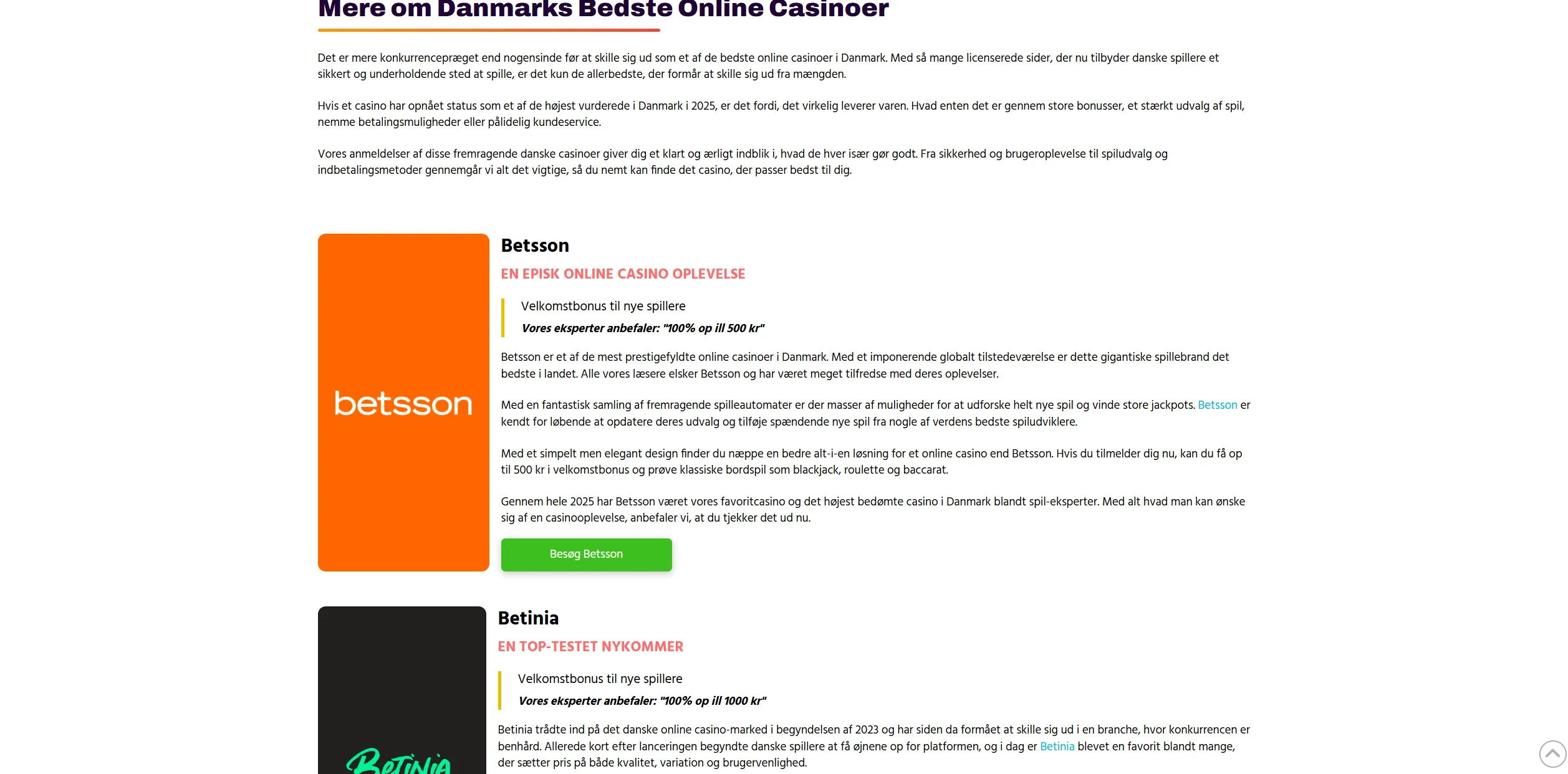 Screenshot of Casino.ekstrabladet.dk - Best casino bonuses in [month [year] for approved Danish casinos