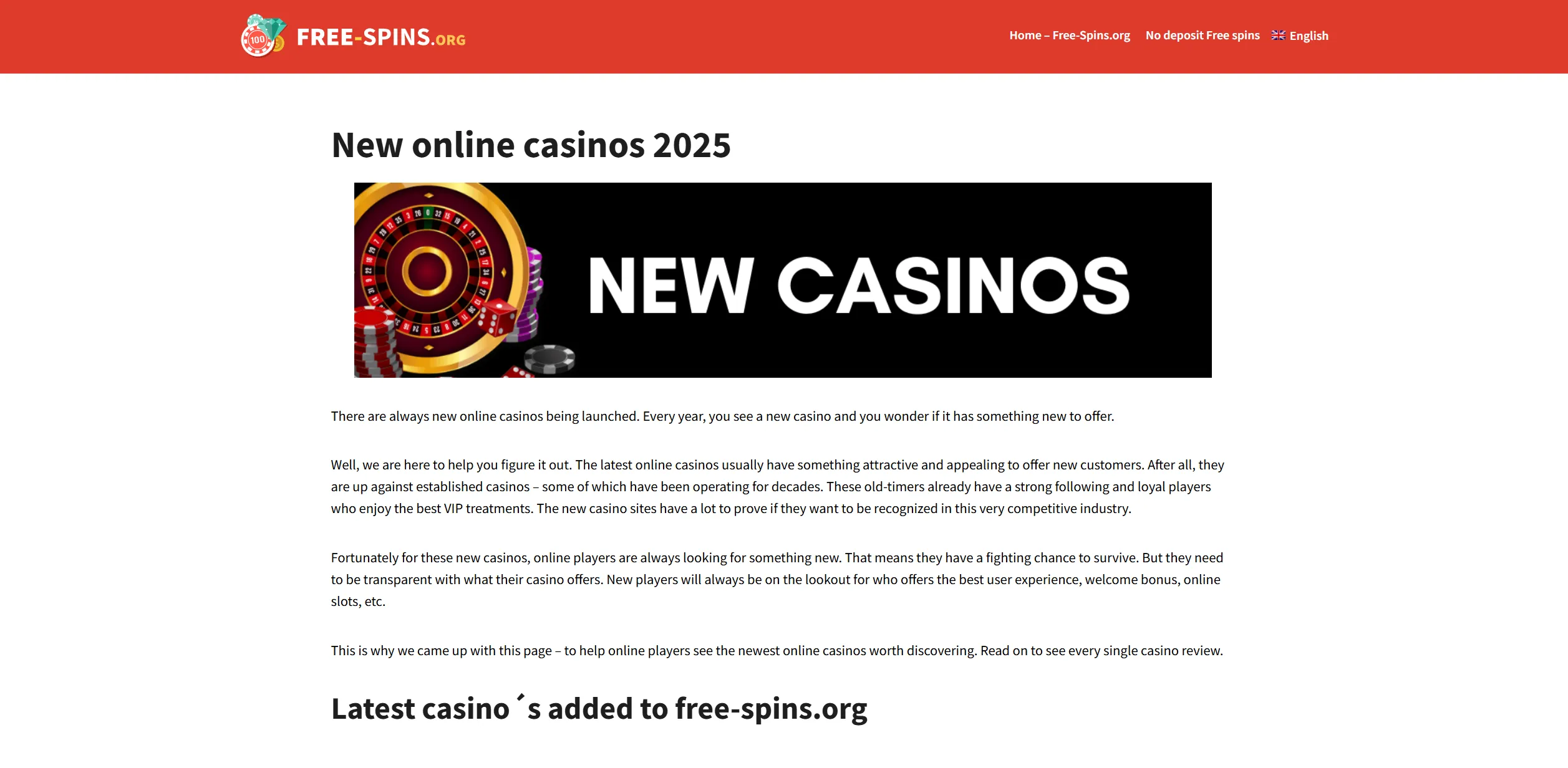 Screenshot of Free-spins.org – Free spins no deposit offers Denmark - Danish players allowed