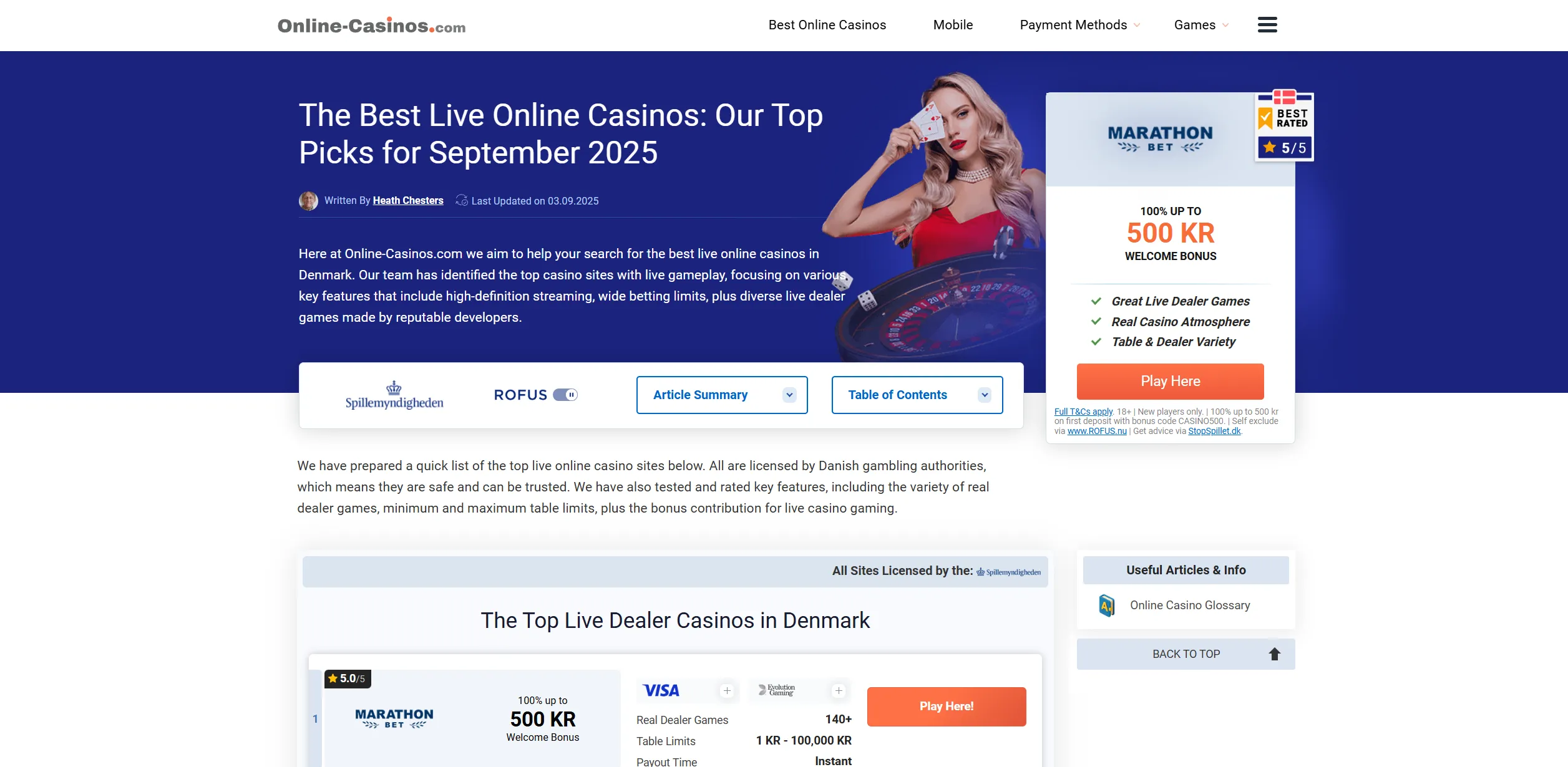 Screenshot of Online-casinos.com -  Best Online Casinos in Denmark