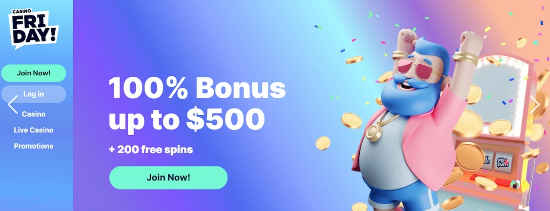 Screenshot of Casinofriday.com - CasinoFriday | #thatfeeling