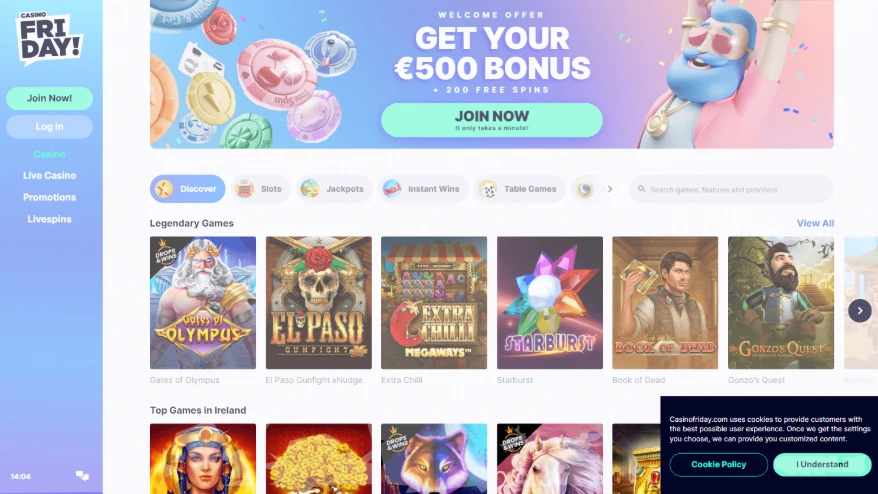 Screenshot of Casinofriday.com - CasinoFriday | #thatfeeling