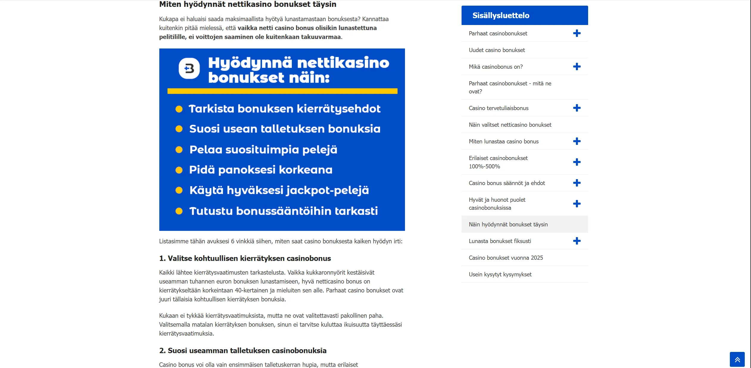 Screenshot of Bonuskoodit.com – Casino Bonus: Ota Parhaat Casino Bonukset Helpoilla Kierrätyksillä!