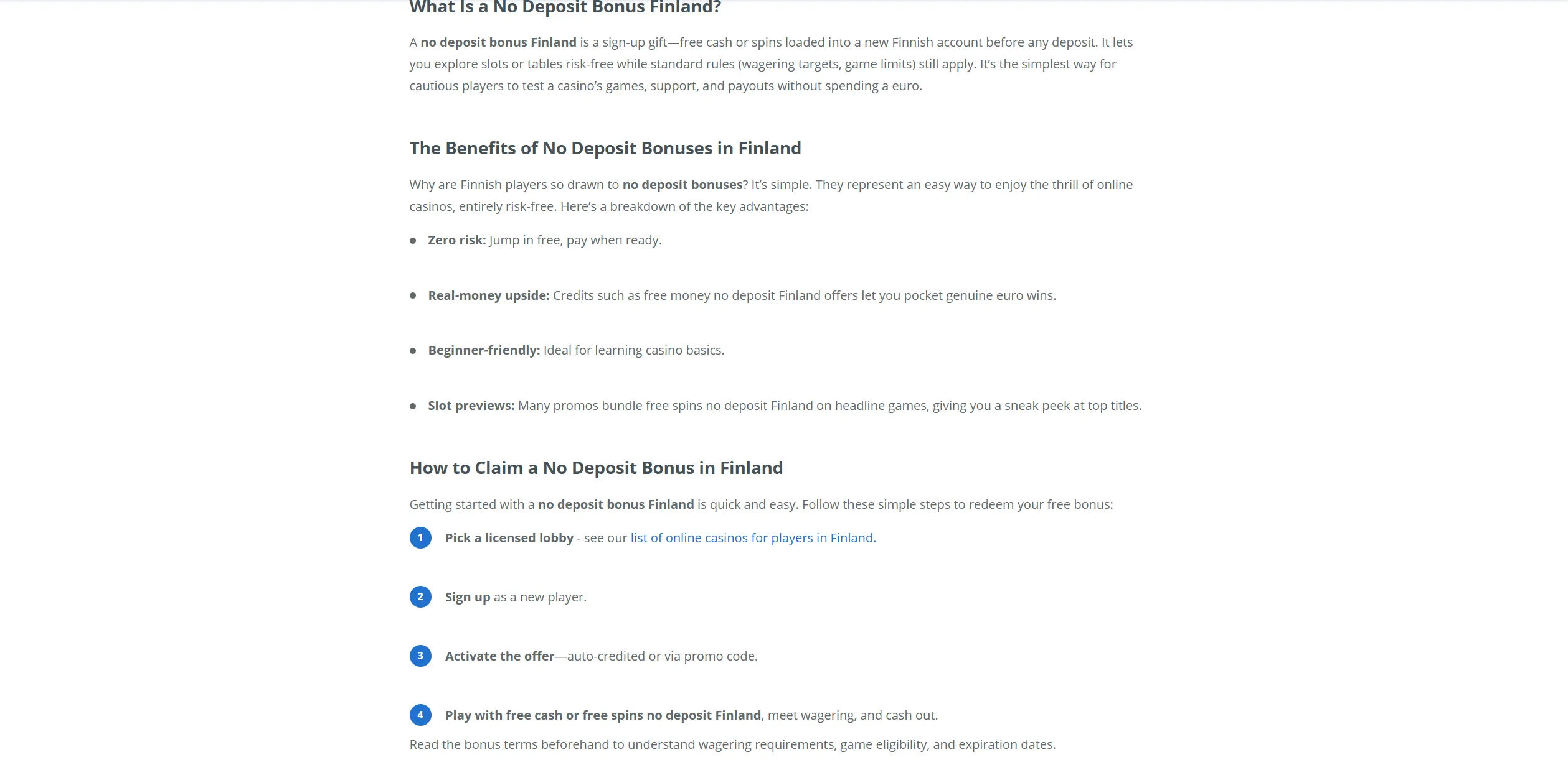 Screenshot of Casinoslists.com – No Deposit Bonuses in Finland | CasinosLists.com