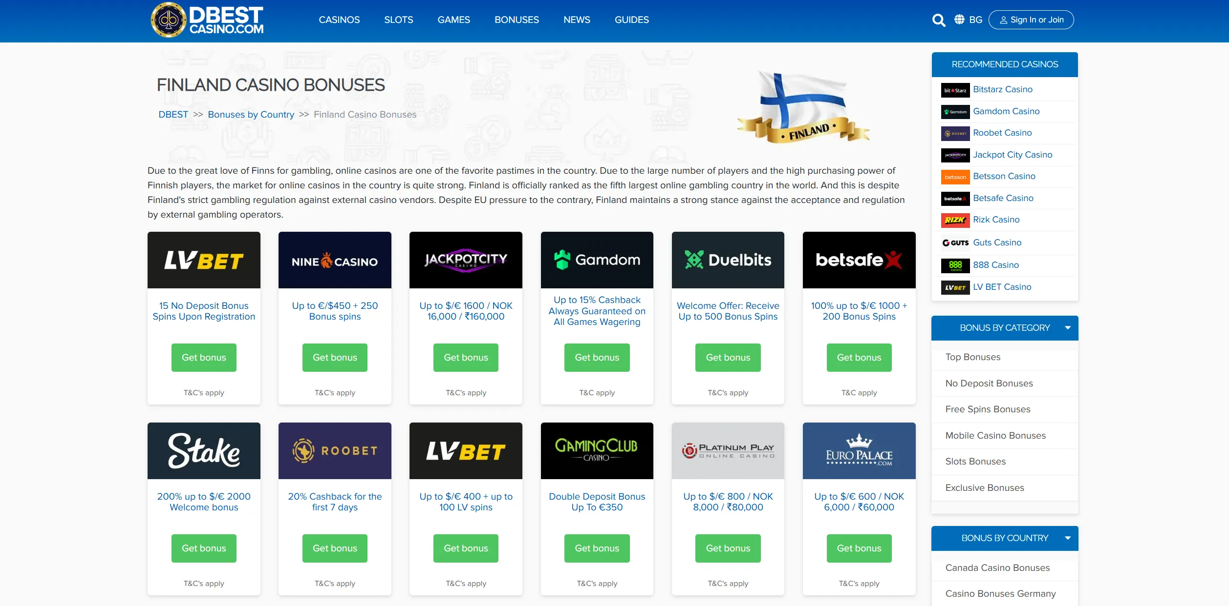 Screenshot of Dbestcasino.com - Finland Casino Bonuses ✔ September | DBestCasino.com