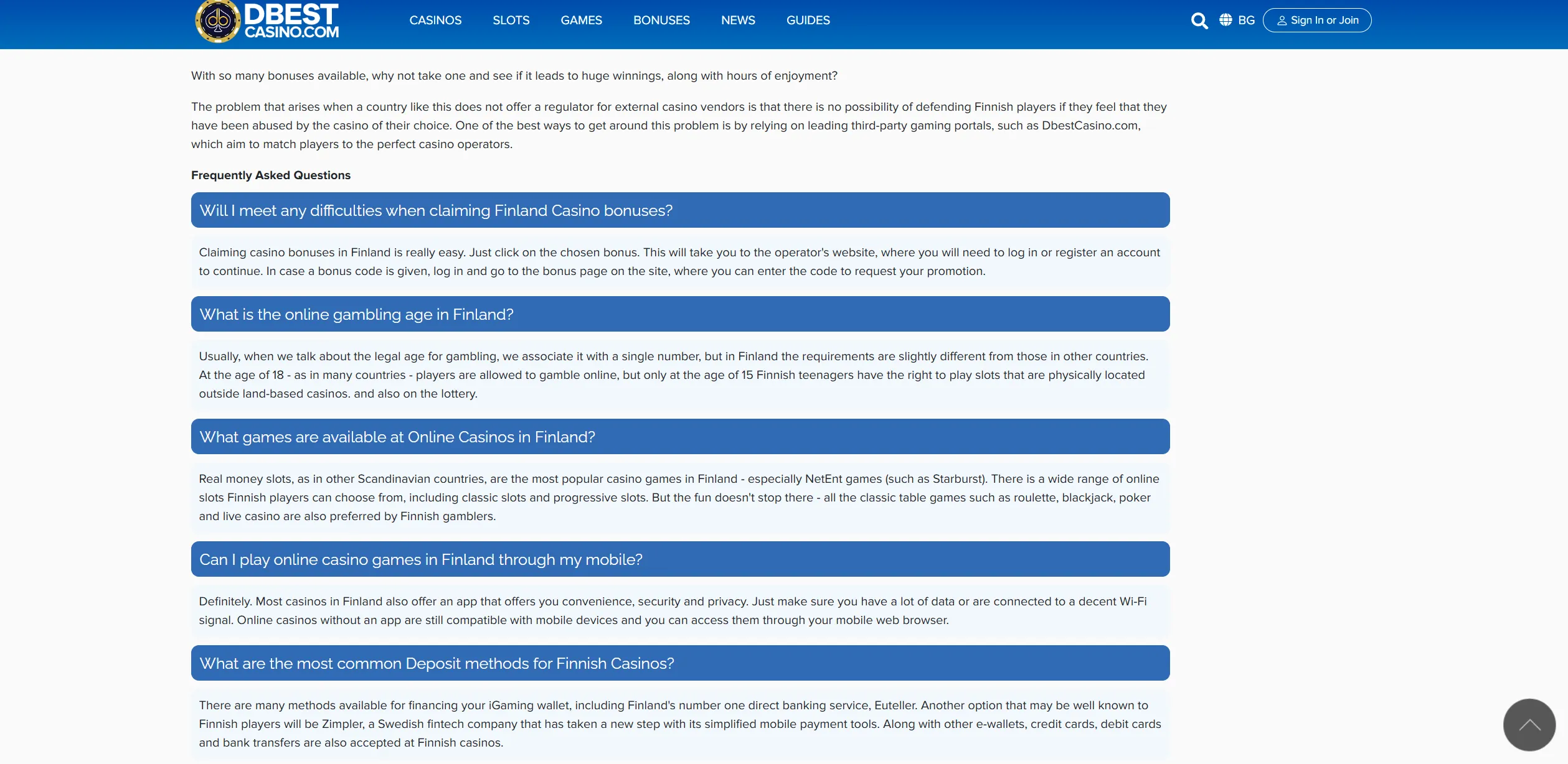 Screenshot of Dbestcasino.com - Finland Casino Bonuses ✔ September | DBestCasino.com