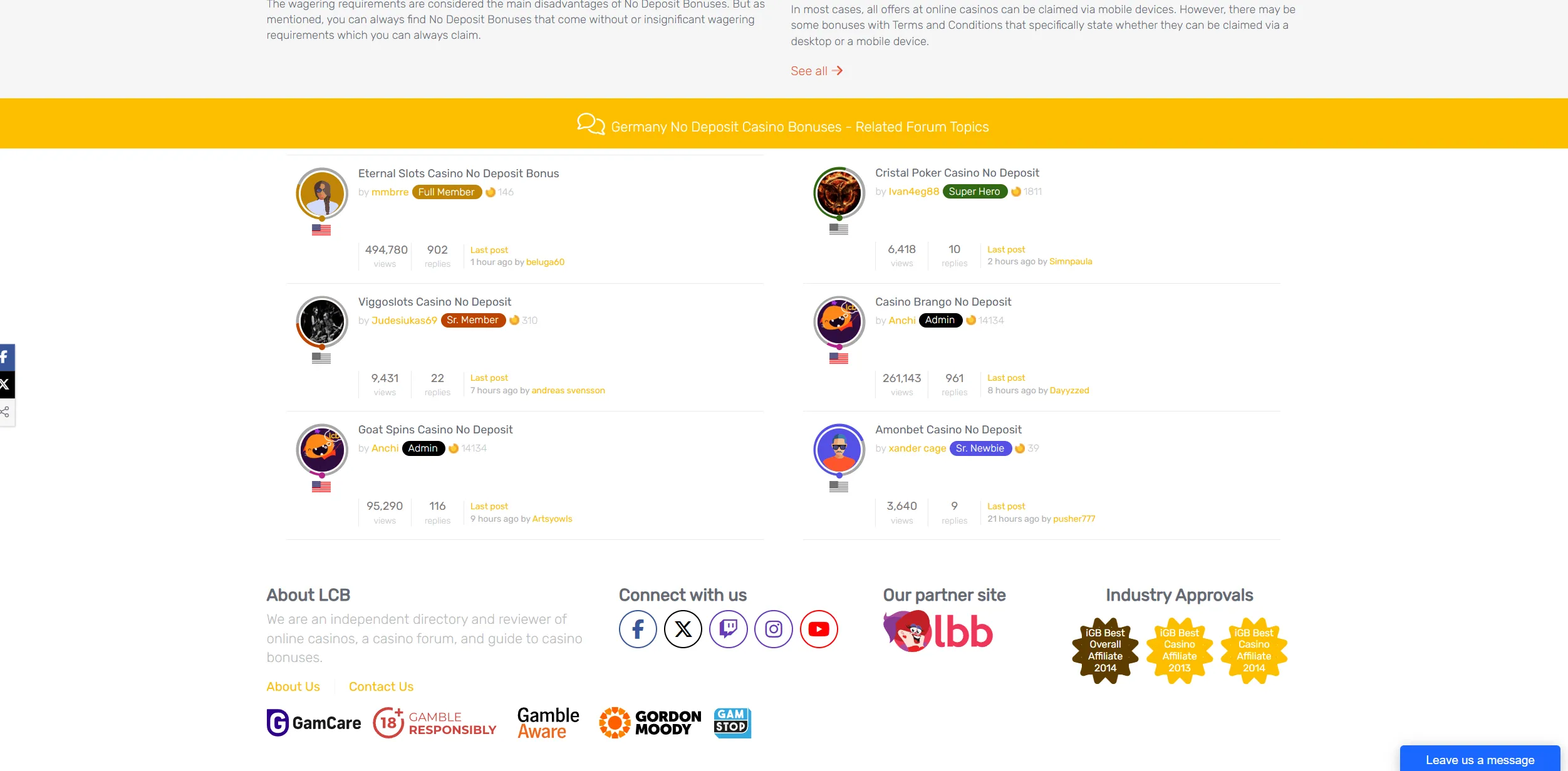 Screenshot of LCB.org - No Deposit Bonuses For Germany 🥇 Top Deutschland Casinos