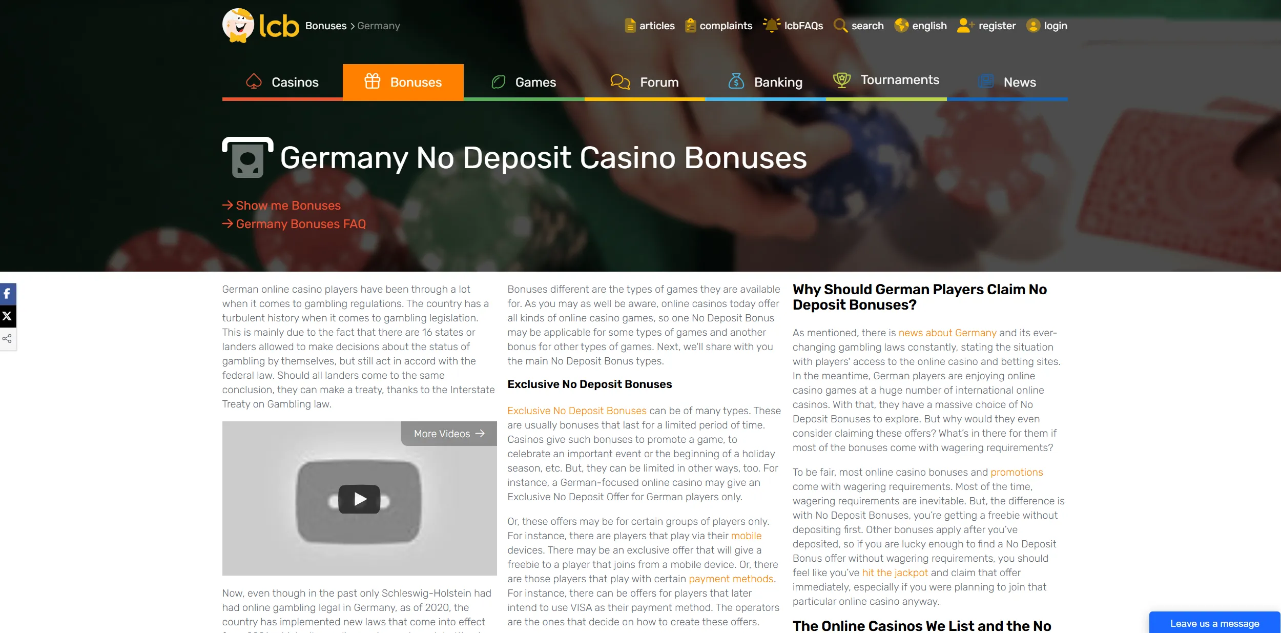 Screenshot of LCB.org - No Deposit Bonuses For Germany 🥇 Top Deutschland Casinos