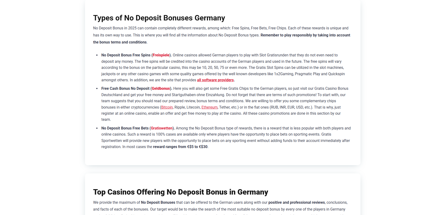 Screenshot of Bonusmaniac.com - No Deposit Bonus Germany Casino | BonusManiac