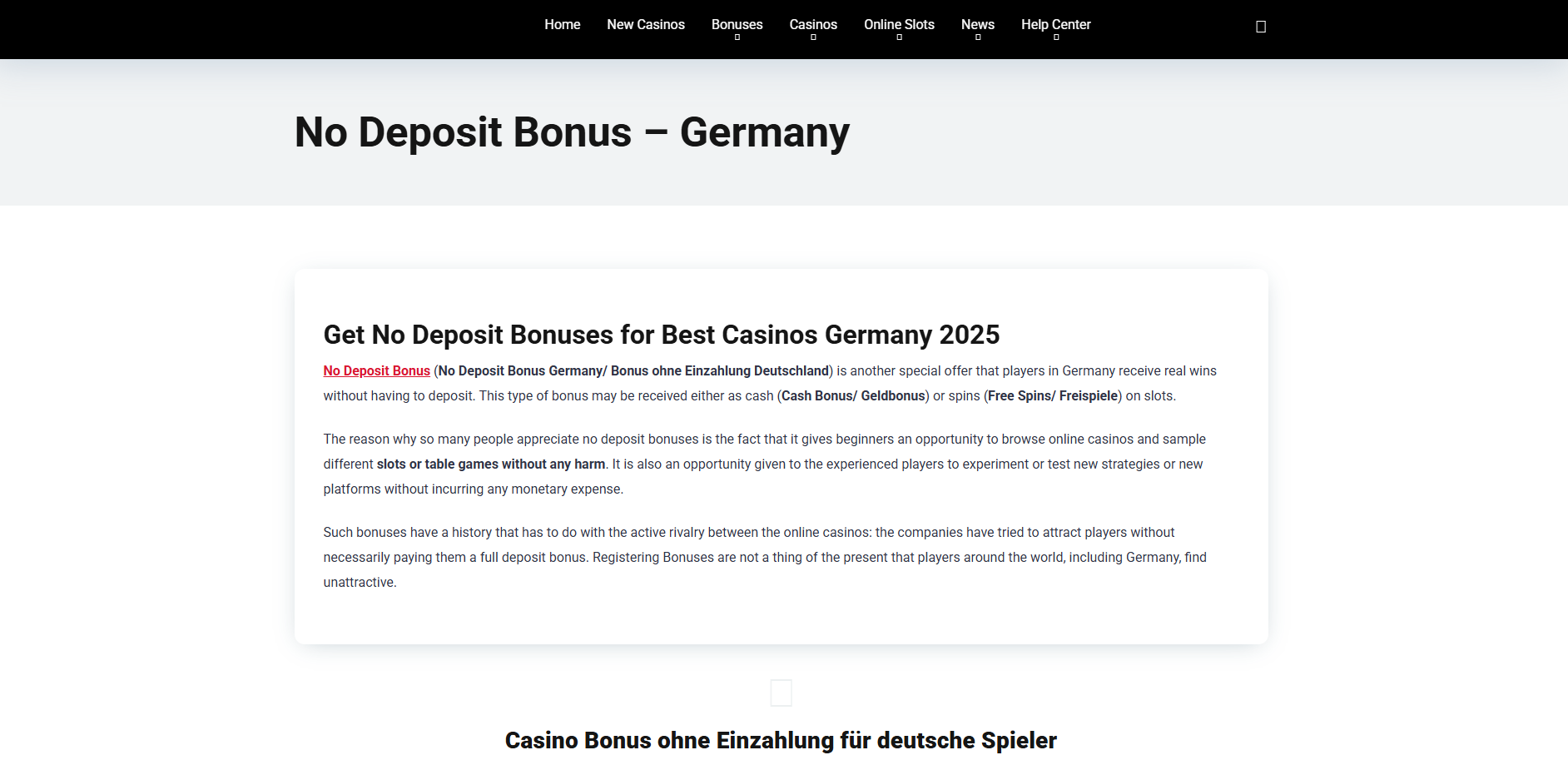 Screenshot of Bonusmaniac.com - No Deposit Bonus Germany Casino | BonusManiac