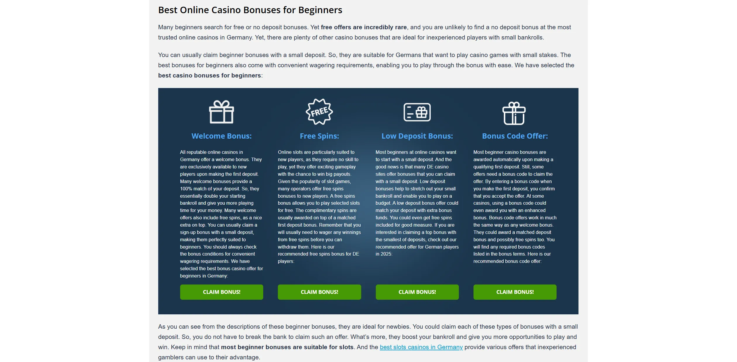 Screenshot of Bestcasinosites.net -  Best Casino Bonus Germany - Top 17 DE Online Casino Bonuses