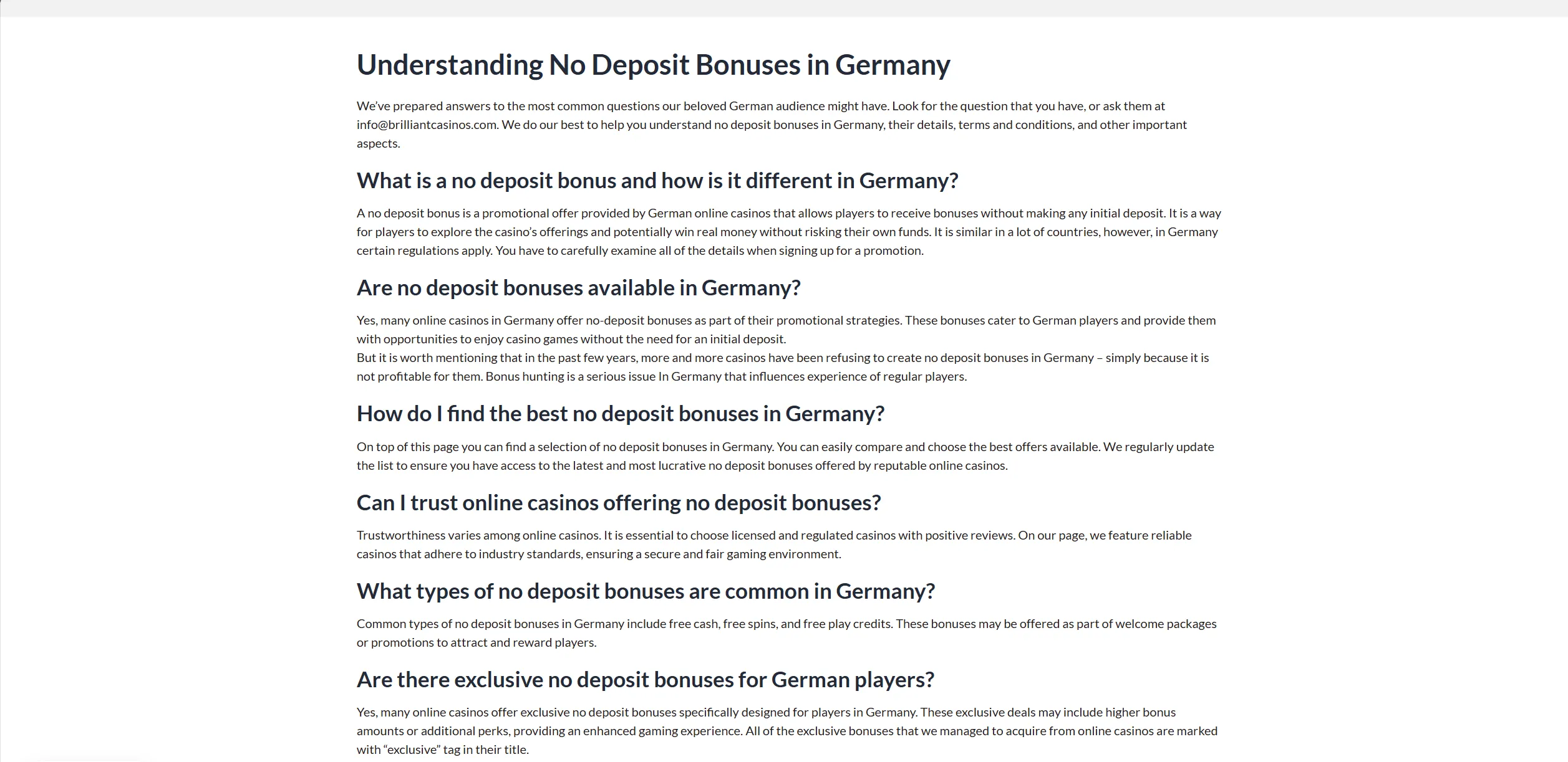 Screenshot of Brilliantcasinos.com – No Deposit Bonuses Germany | Working Bonus Codes
