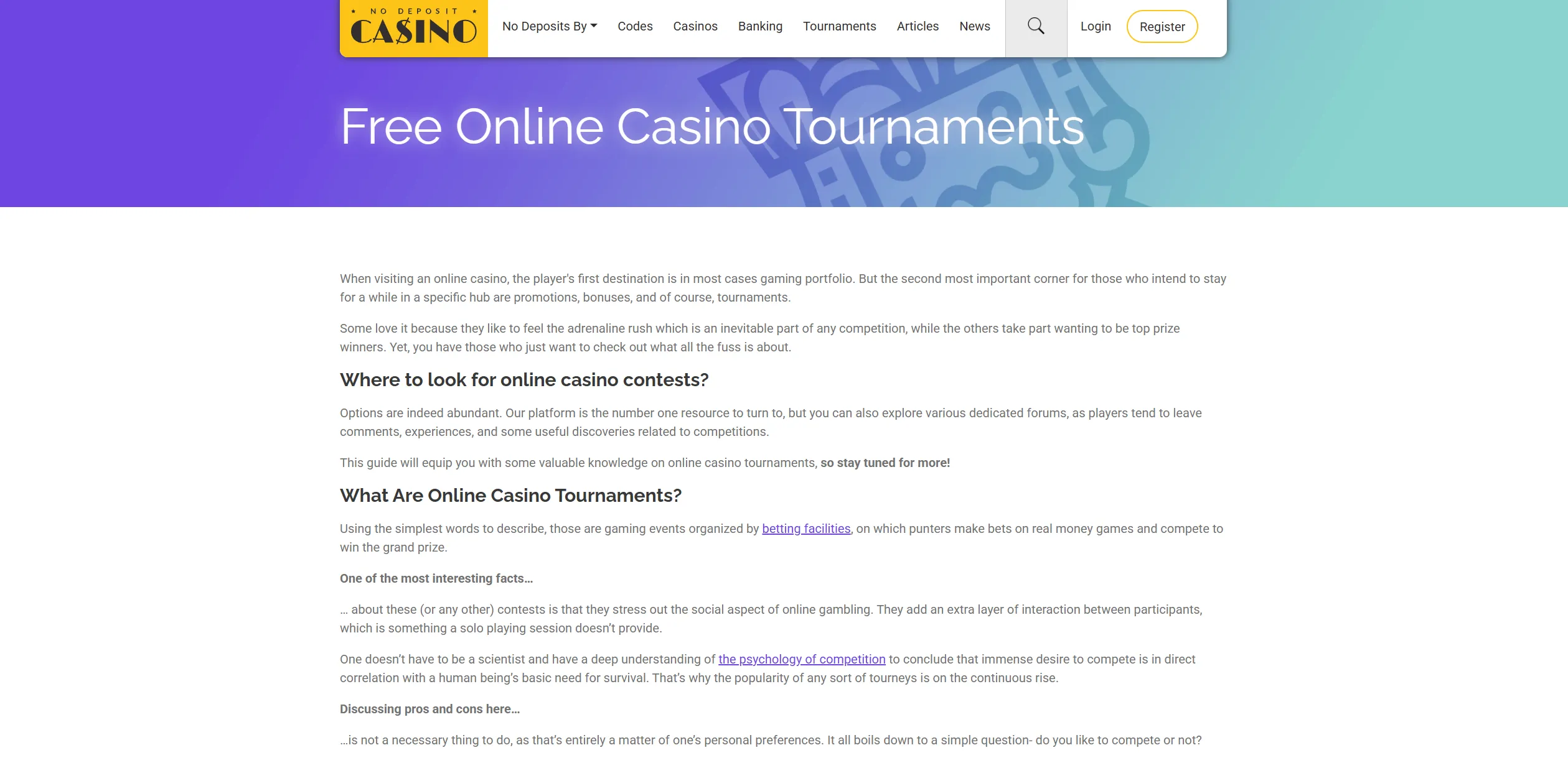 Screenshot of Nodepositcasino.org - No Deposit Casino Bonuses for Greek Players