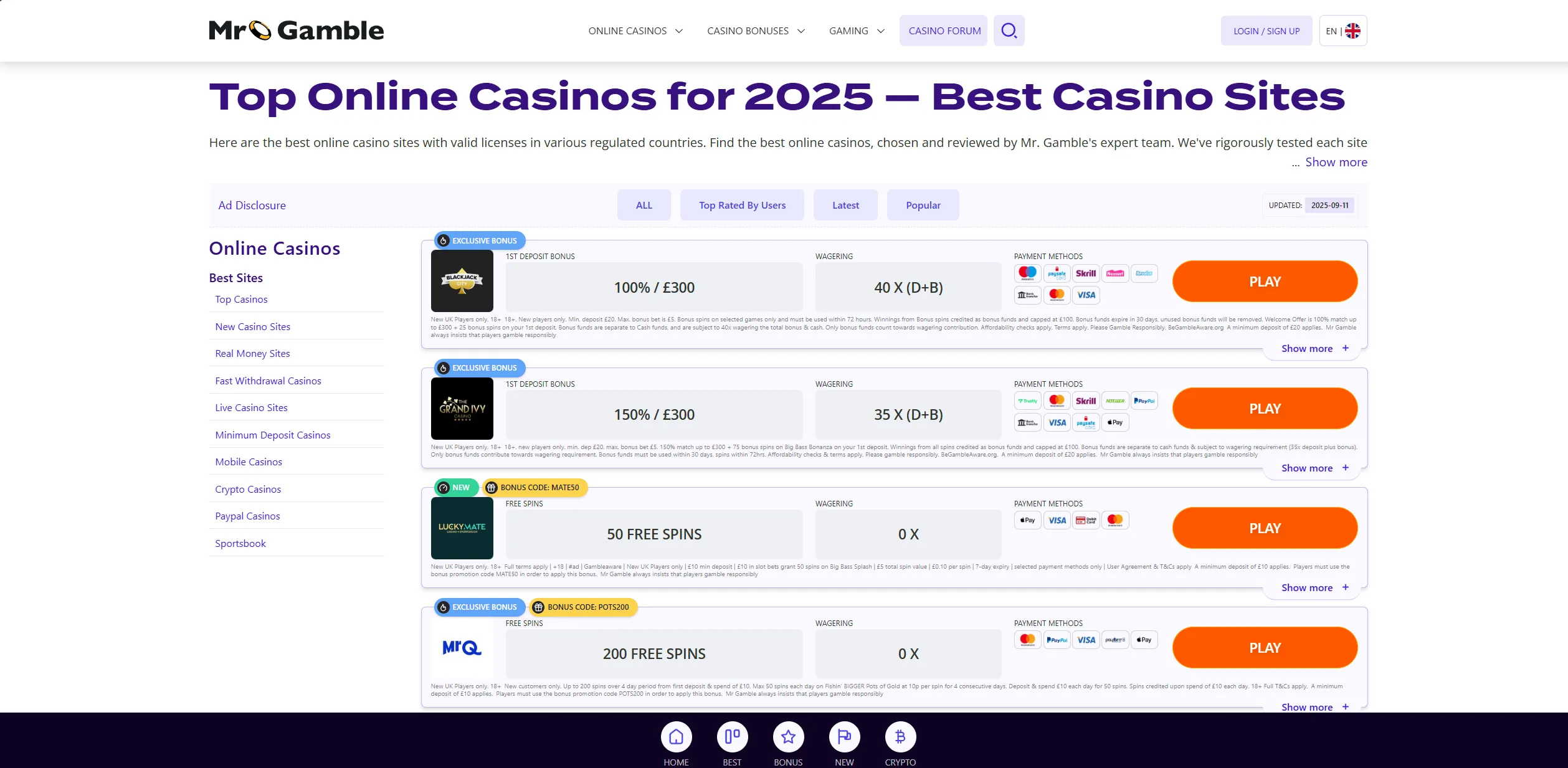 Screenshot of Mr-gamble.com - Best Greek Online Casinos and Bonuses | Mr. Gamble