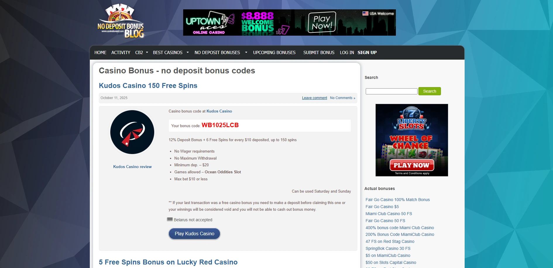 Screenshot of Casinobonus2.co - Casino Bonus - no deposit bonus codes