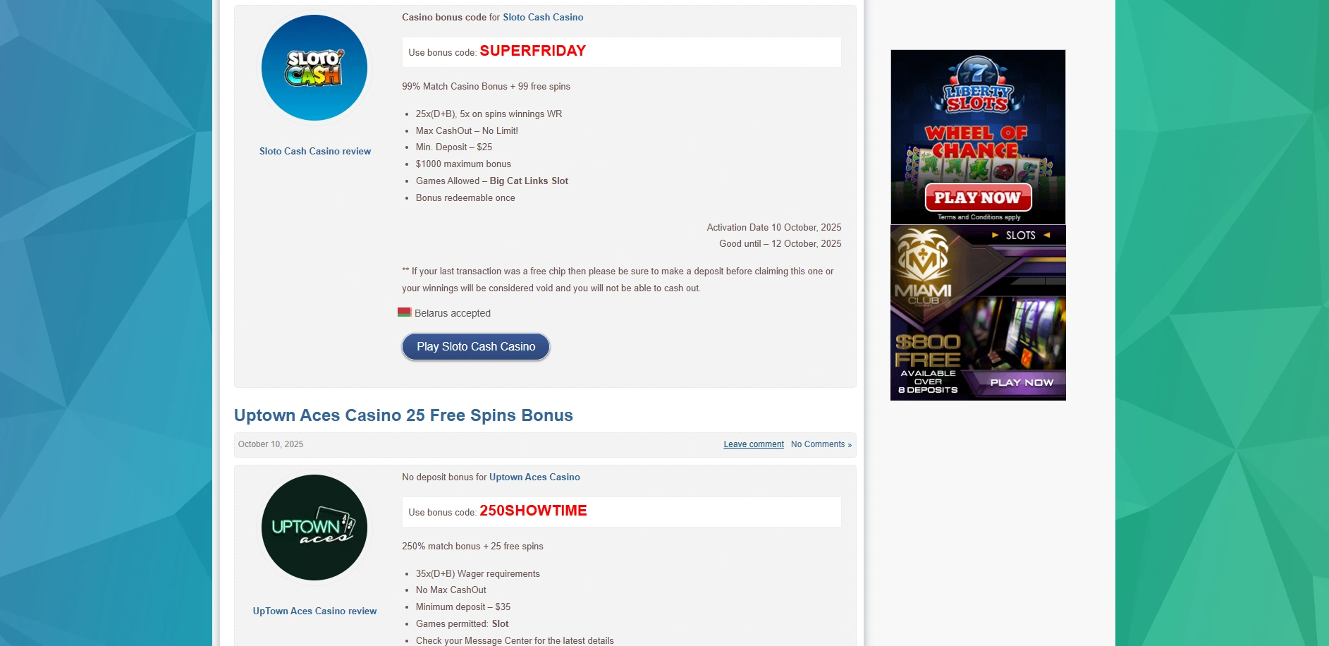 Screenshot of Casinobonus2.co - Casino Bonus - no deposit bonus codes