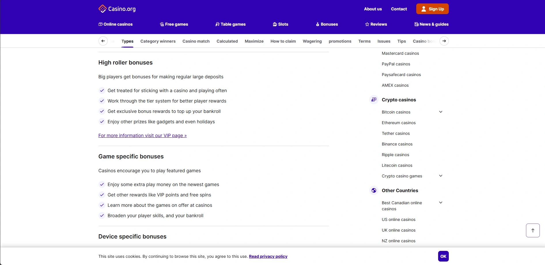 Screenshot of Casino.org - Best Online Casino Bonuses and Promotions