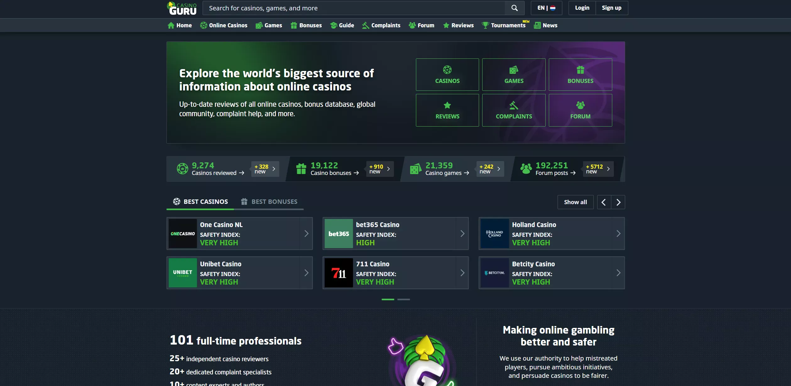 Screenshot of Casino.guru — Best Casino Bonus Ireland ☘️ Top Welcome Offers