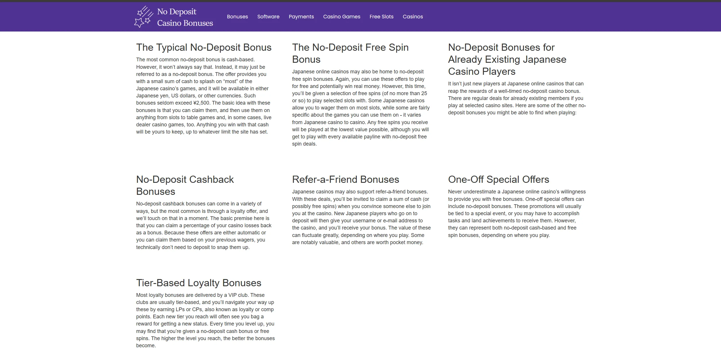 Screenshot of Nodepositcasinobonus.org - No Deposit Japan - Exploring the Best No-Deposit Offers for Japanese Players