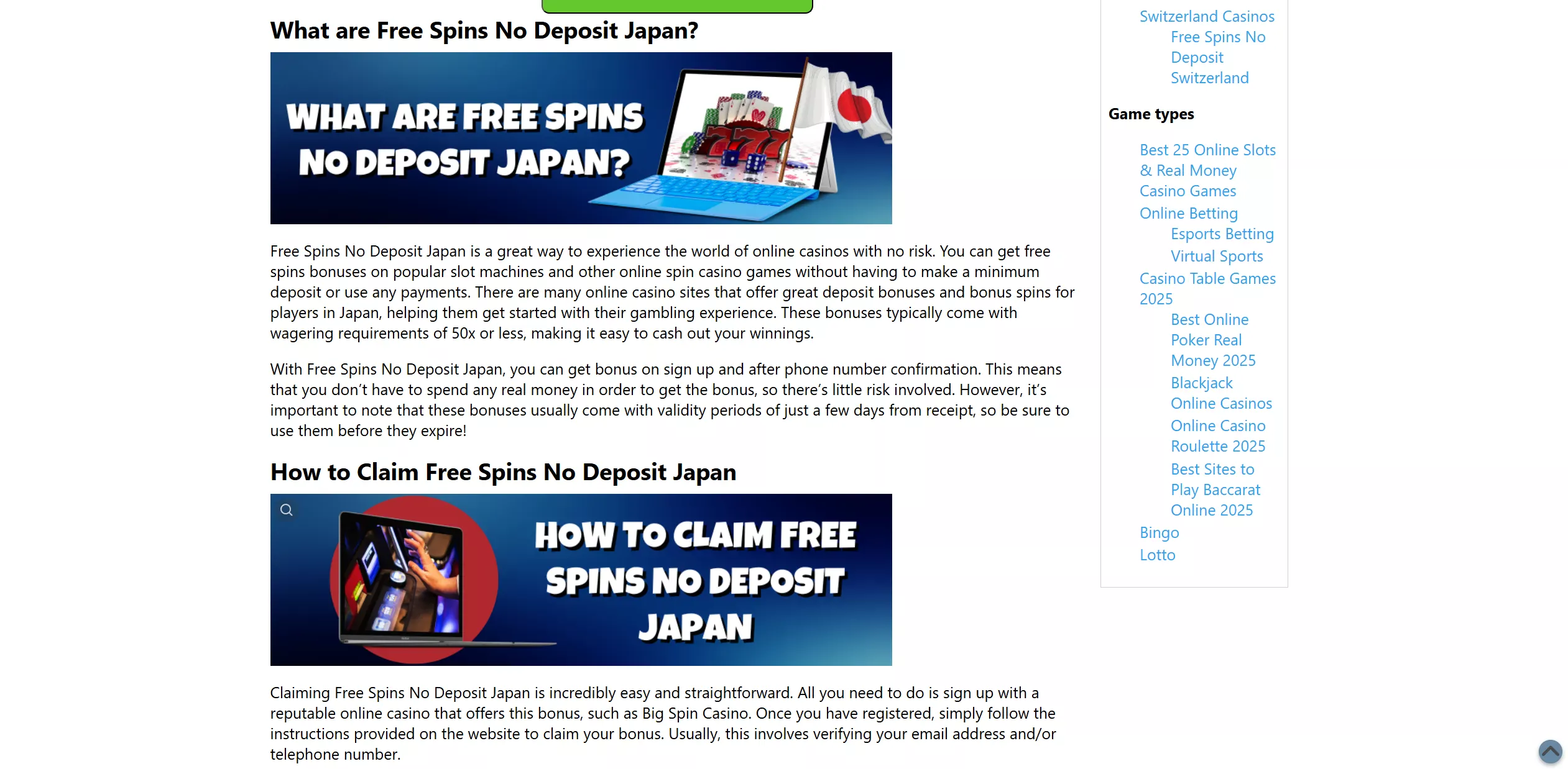 Screenshot of Сasino.help - Free Spins No Deposit Japan - Casino Help