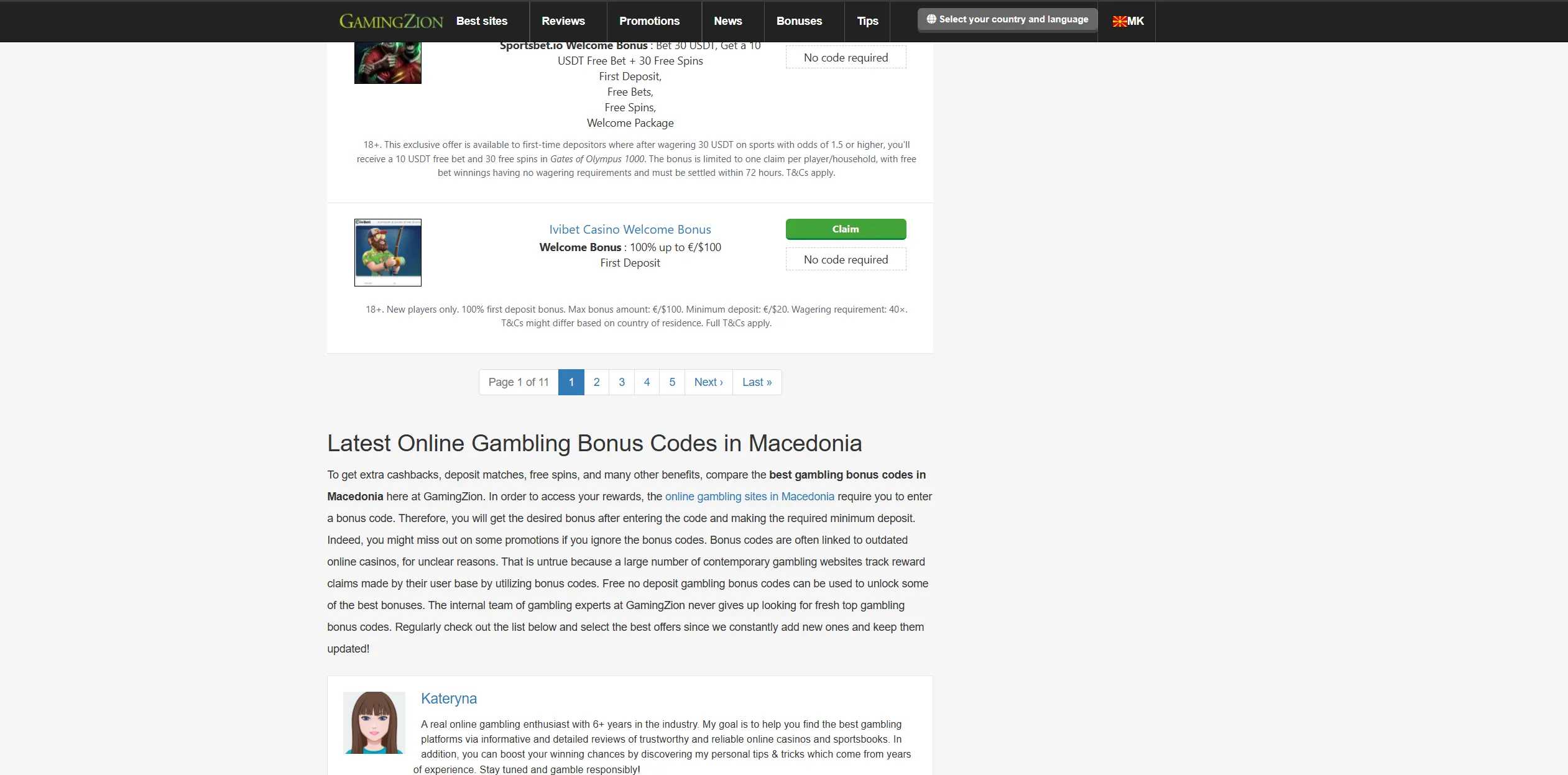 Screenshot of Gamingzion.com - Online Gambling Bonuses in Macedonia | GamingZion