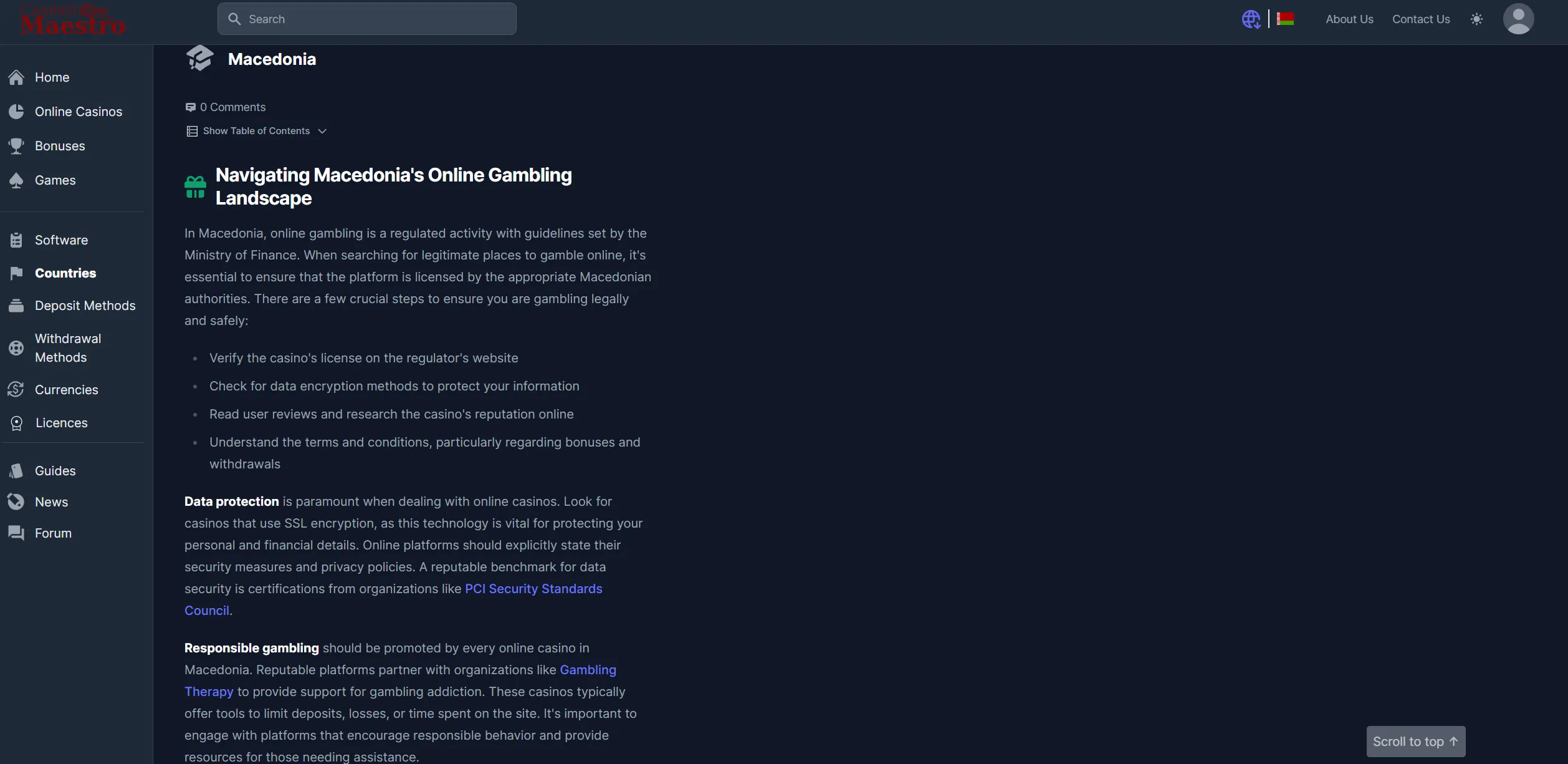 Screenshot of Casinomaestro.org - Macedonia: Online Casinos and Bonuses