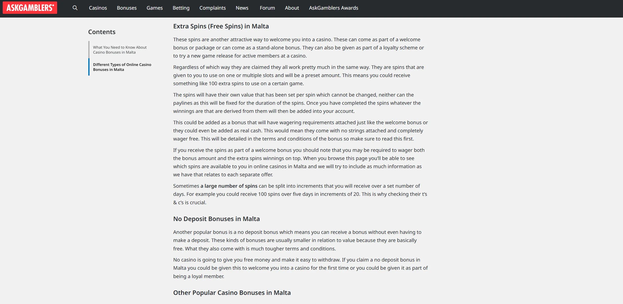 Screenshot of Askgamblers.com - Malta Casinos Sites ✔️ Online Casinos Bulgaria