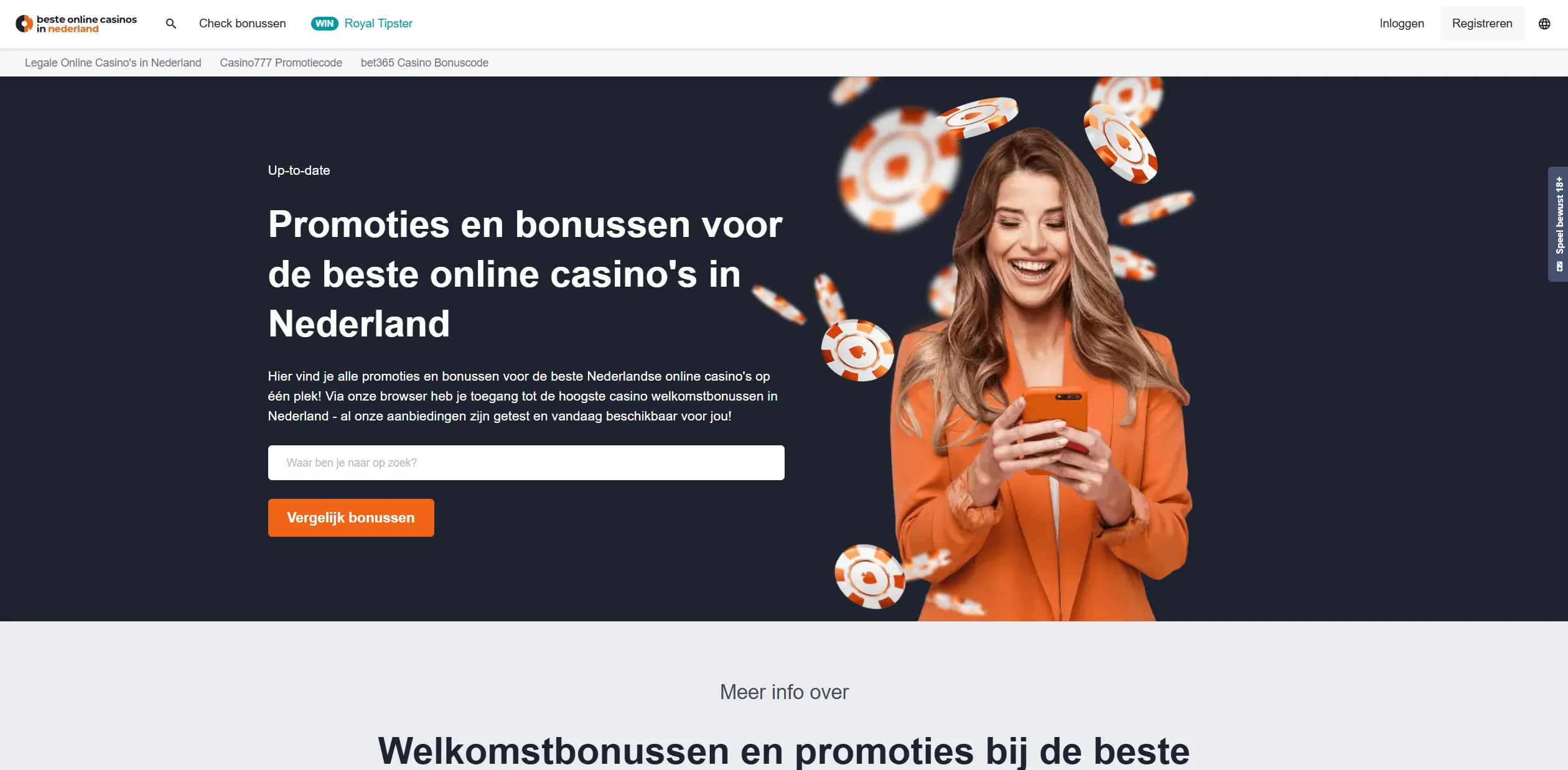 Screenshot of Besteonlinecasinosinnederland.nl — Best Online Casinos in the Netherlands