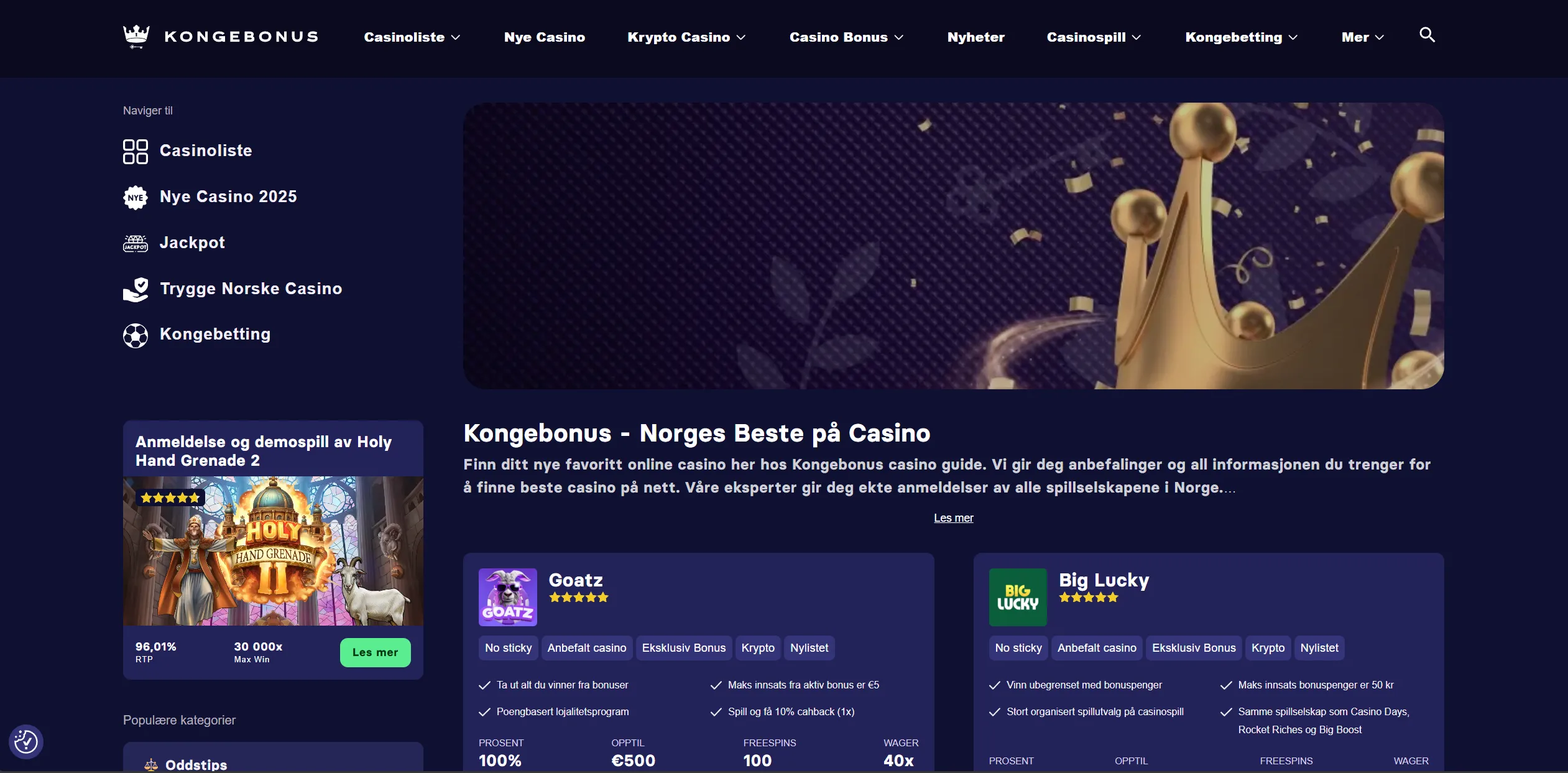 Screenshot of Norskecasinoer.com - [Casino Bonuses| Get Norway’s best casino bonus now! 🥇]