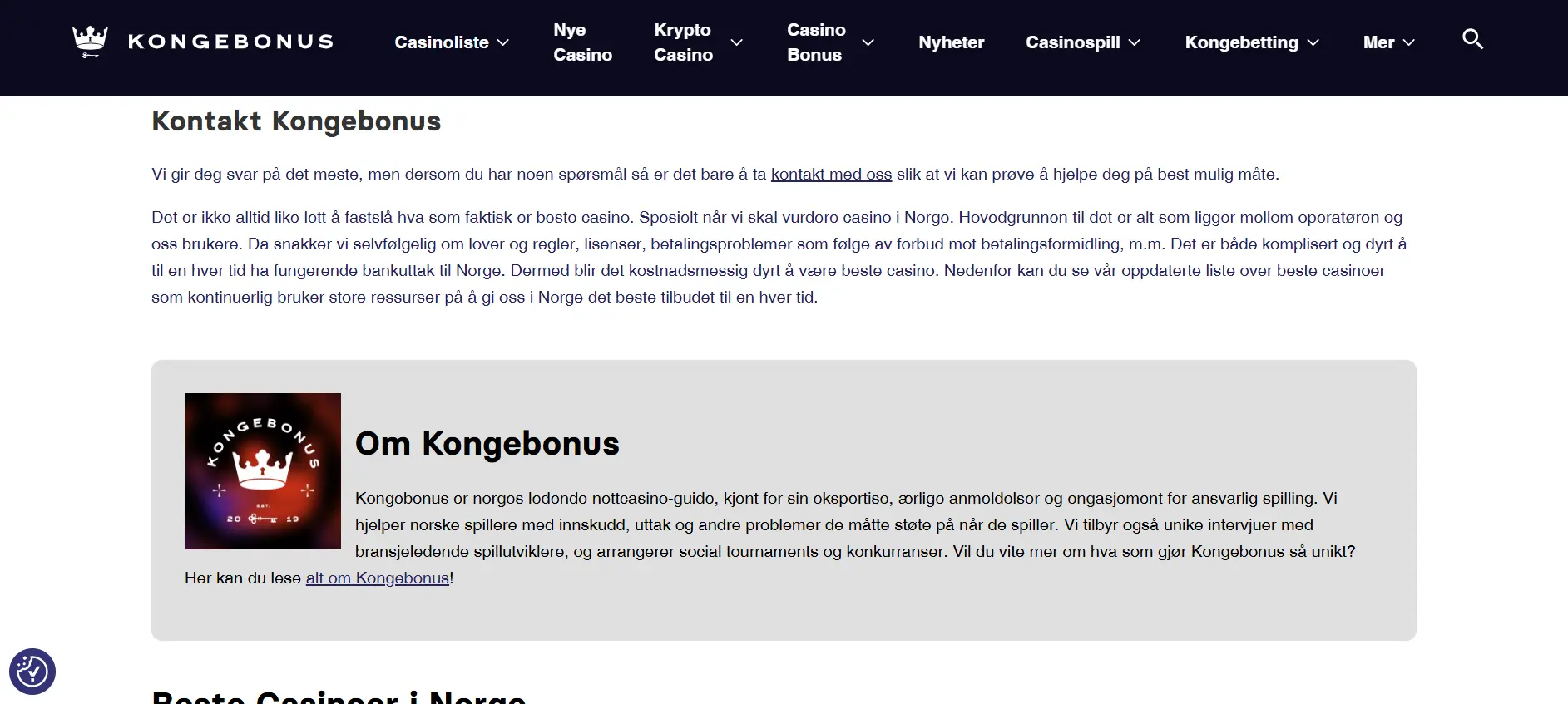 Screenshot of Kongebonus.com -  King Bonus - Norways Best Online Casino
