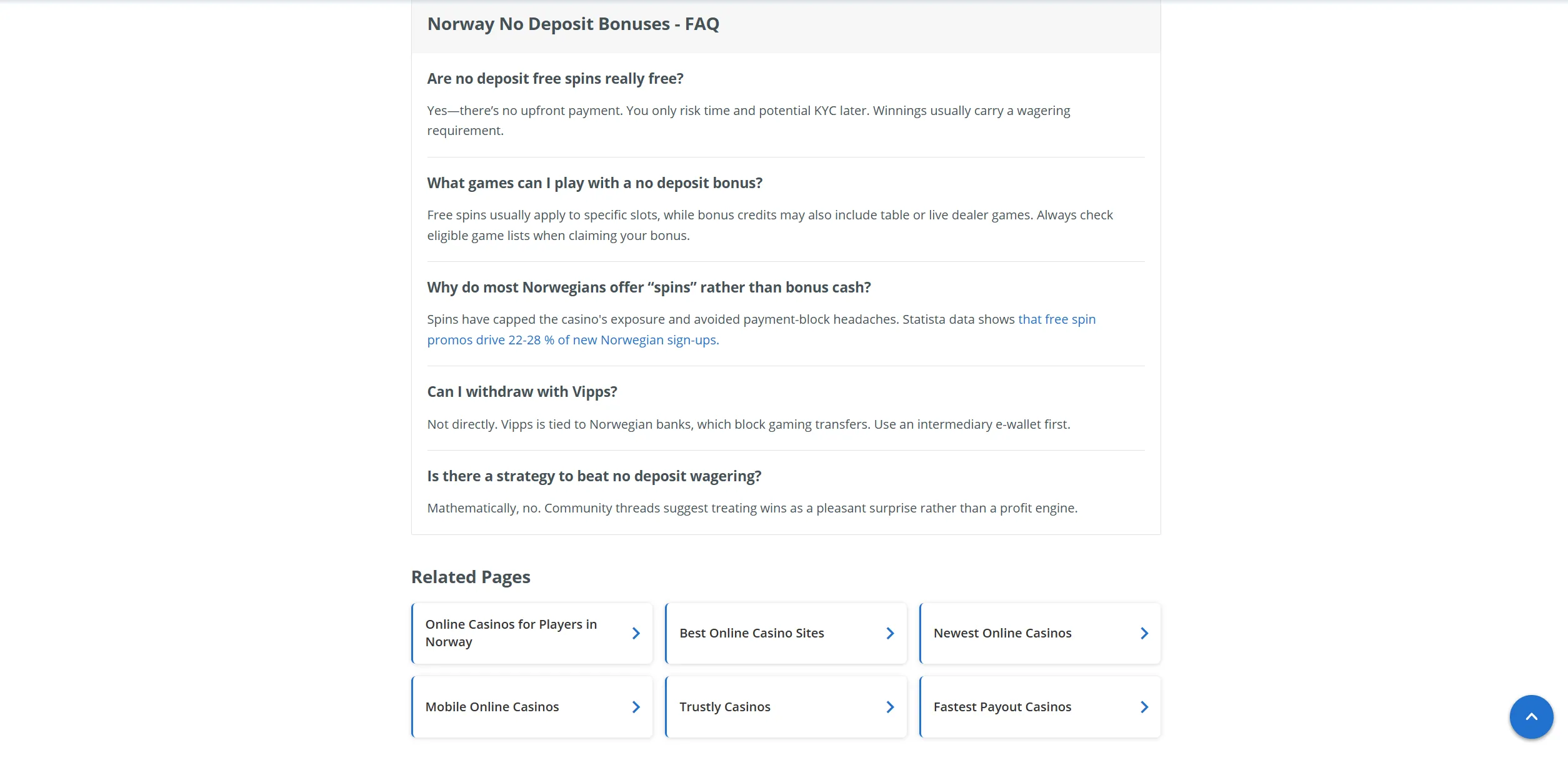 Screenshot of Casinoslists.com – No Deposit Bonus Casinos Norway | CasinosLists.com