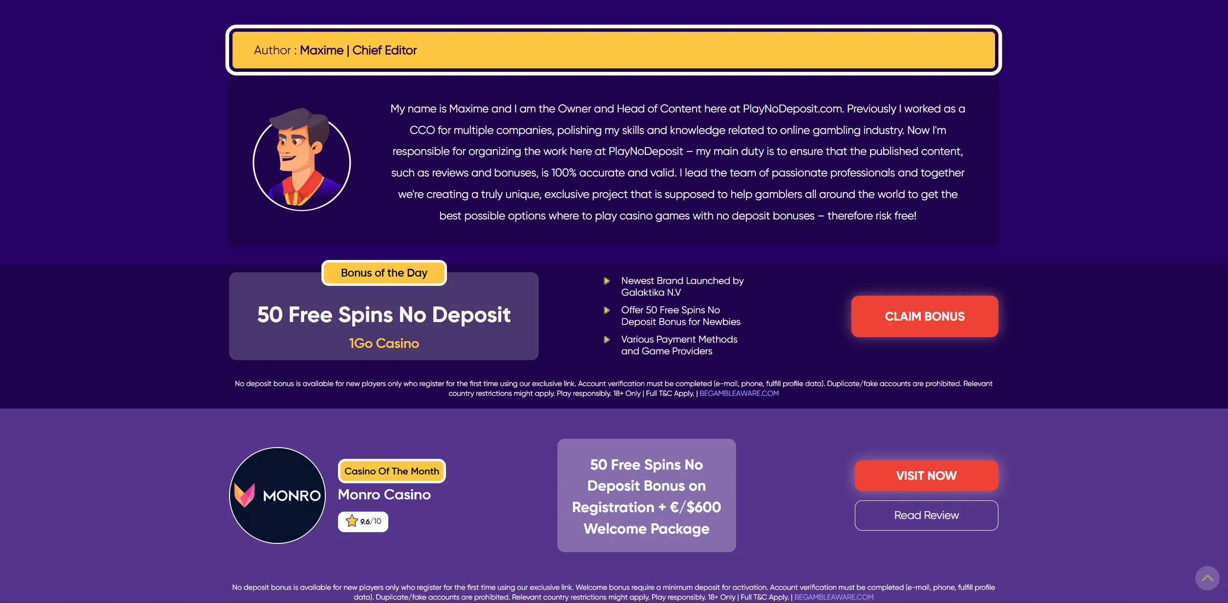 Screenshot of Playnodeposit.com – Top No Deposit Bonus Casinos in Norway | PlayNoDeposit