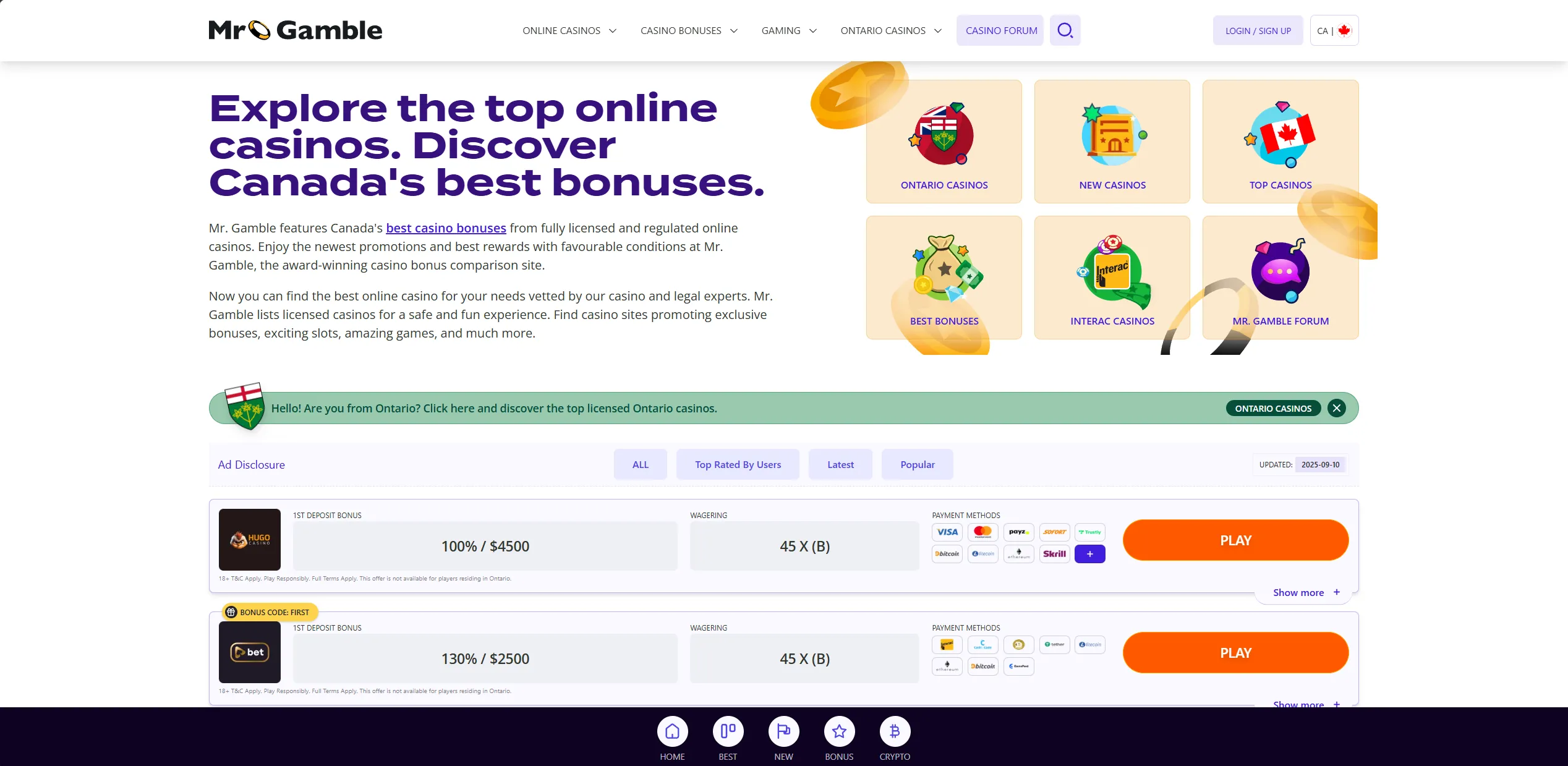 Screenshot of Mr-gamble.com - Best Norway Casino Sites & Bonuses | Mr. Gamble