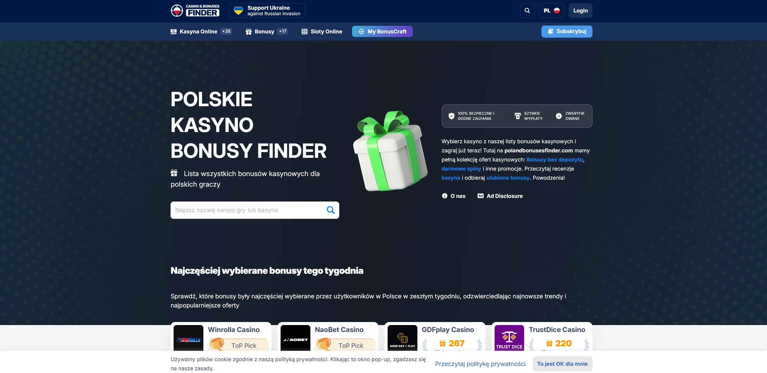 Screenshot of Polandbonusesfinder.com – 7226 Casino Bonuses Poland ᐈ Get a bonus ᐈ polandbonusesfinder.com