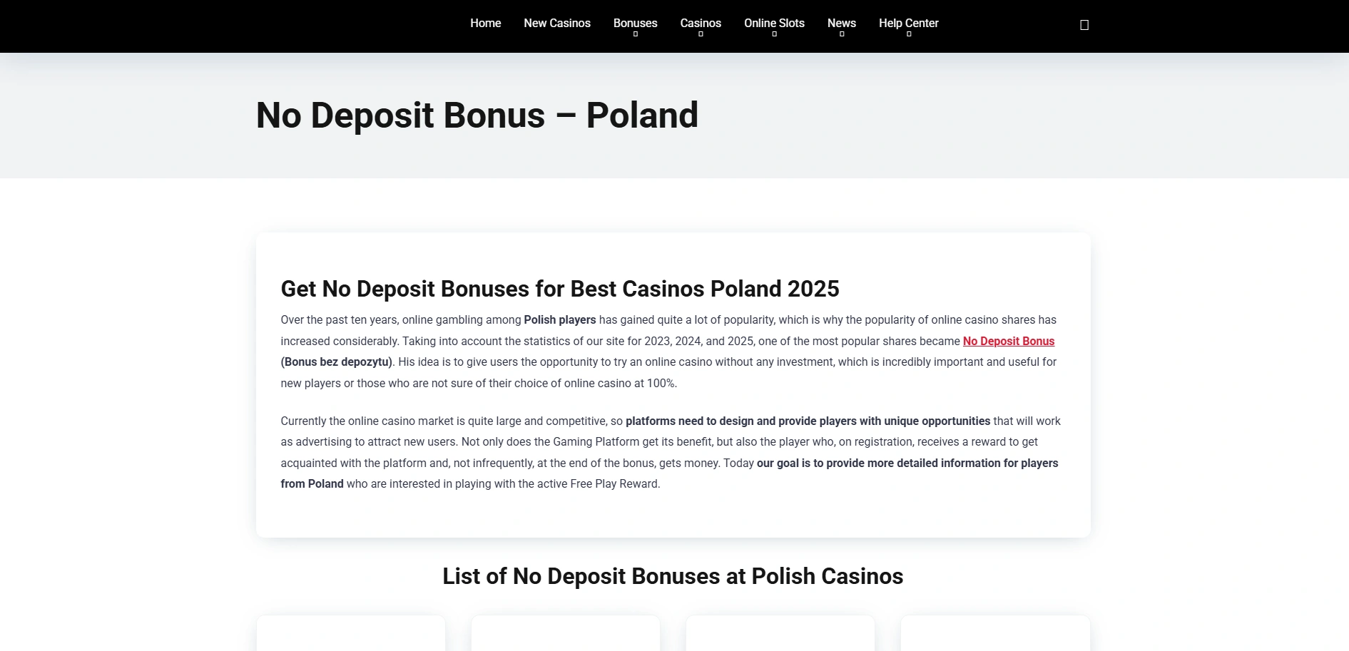 Screenshot of Bonusmaniac.com - No Deposit Bonus Poland Casino | BonusManiac